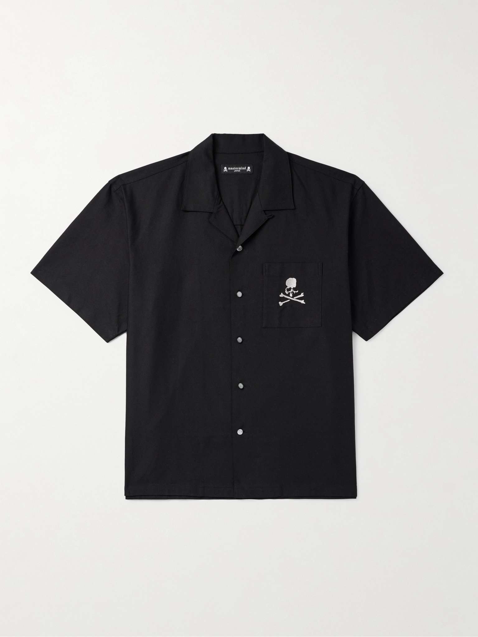 Convertible-Collar Logo-Embroidered Cotton-Canvas Shirt - 1