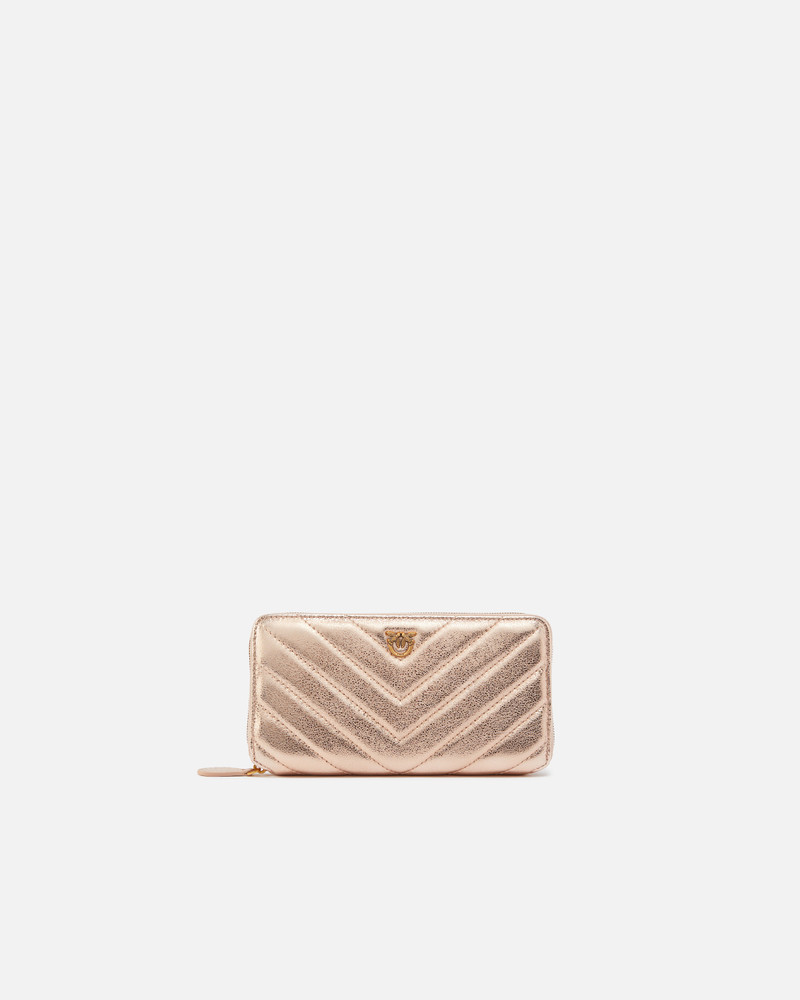 RECTANGULAR WALLET IN METALLIC QUILTED LEATHER 1