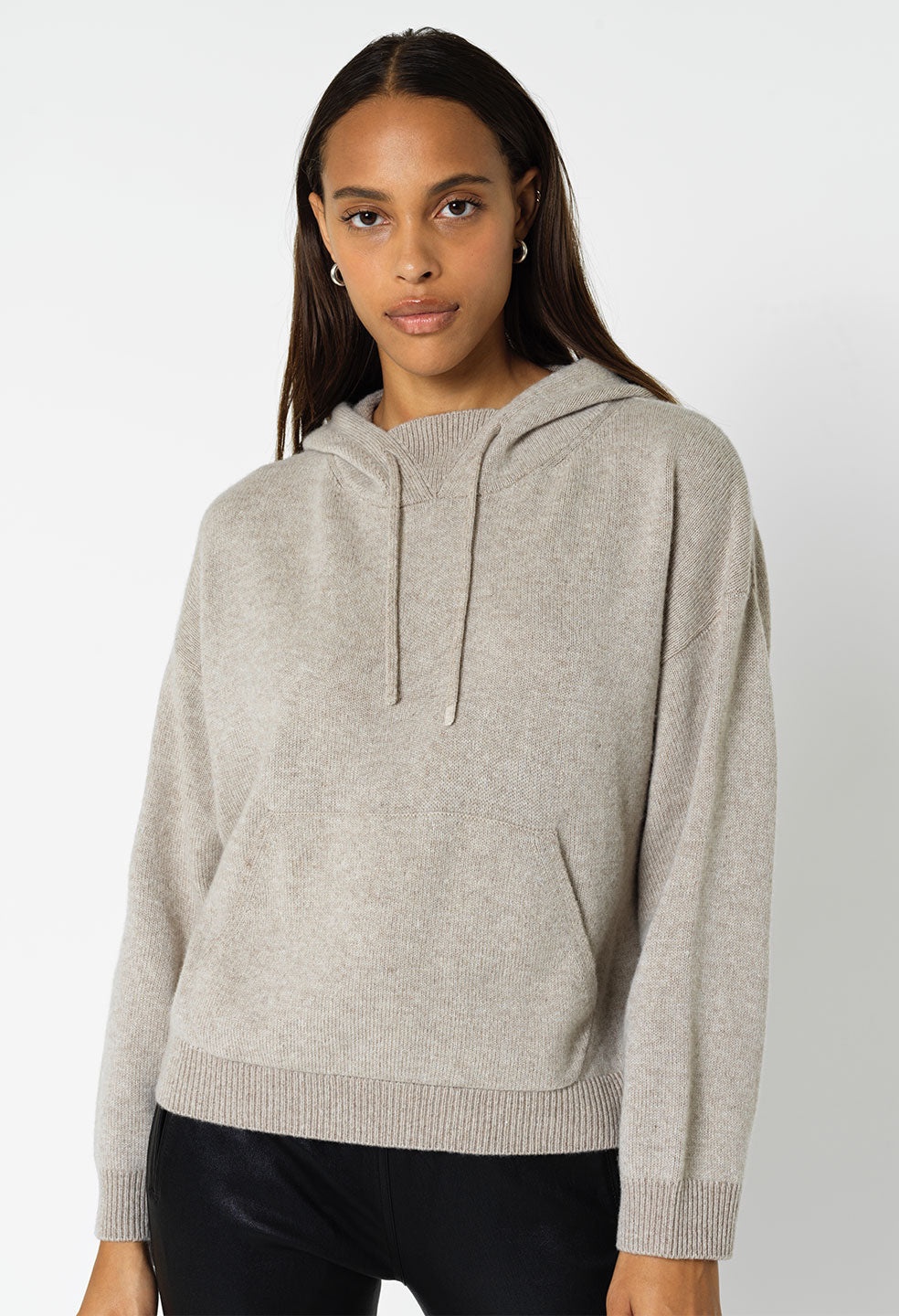 TWO TONE CASHMERE HOODIE - 1