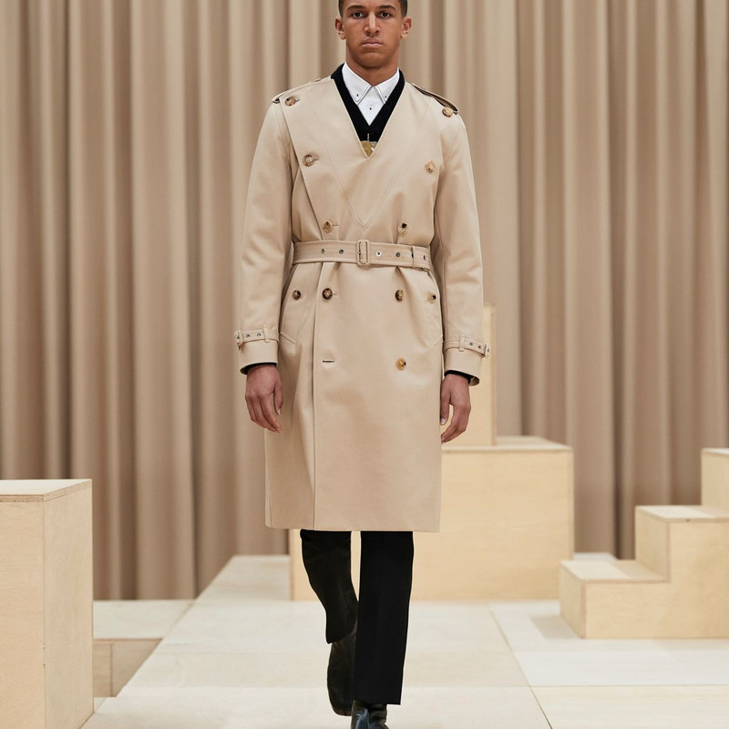 Cotton Gabardine V-neck Trench Coat 8