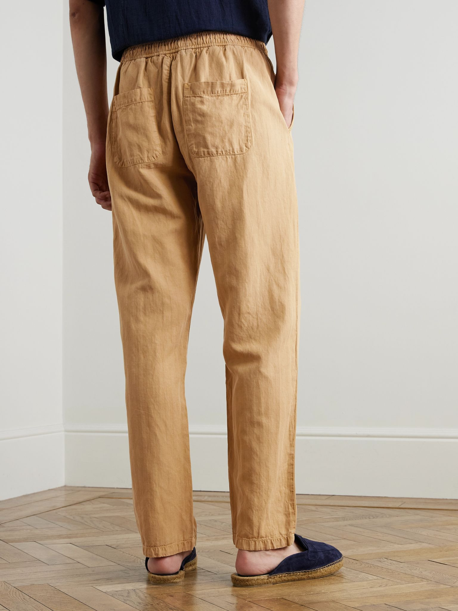 Mendes Straight-Leg Lyocell, Linen and Cotton-Blend Drawstring Trousers Brown - 4