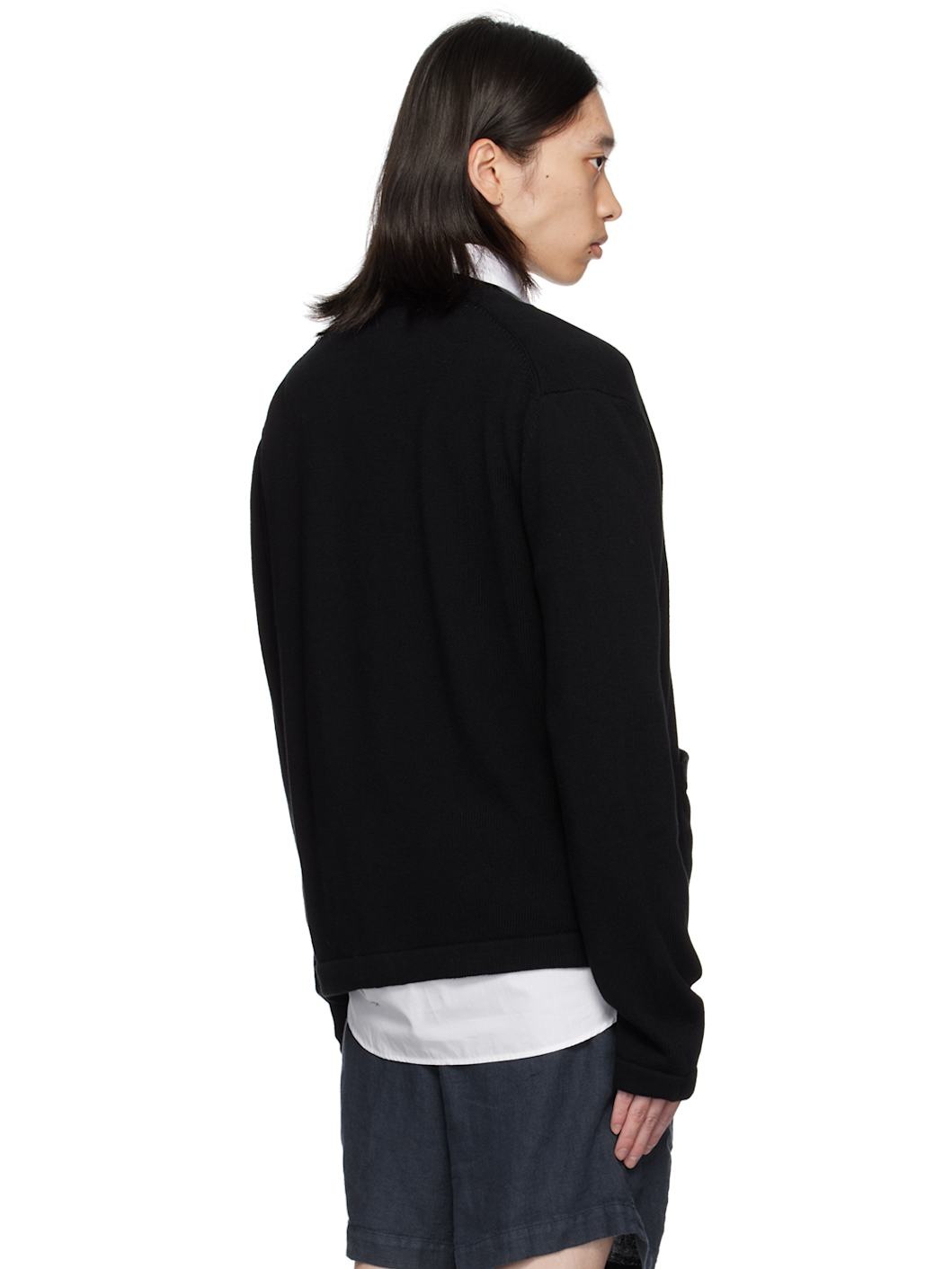 Black Embroidered-Logo Cardigan - 3