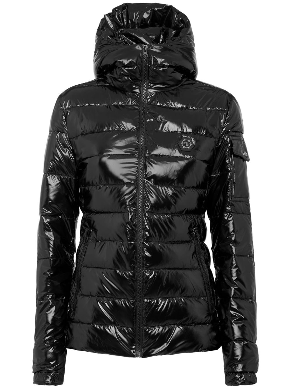logo-plaque puffer jacket - 1
