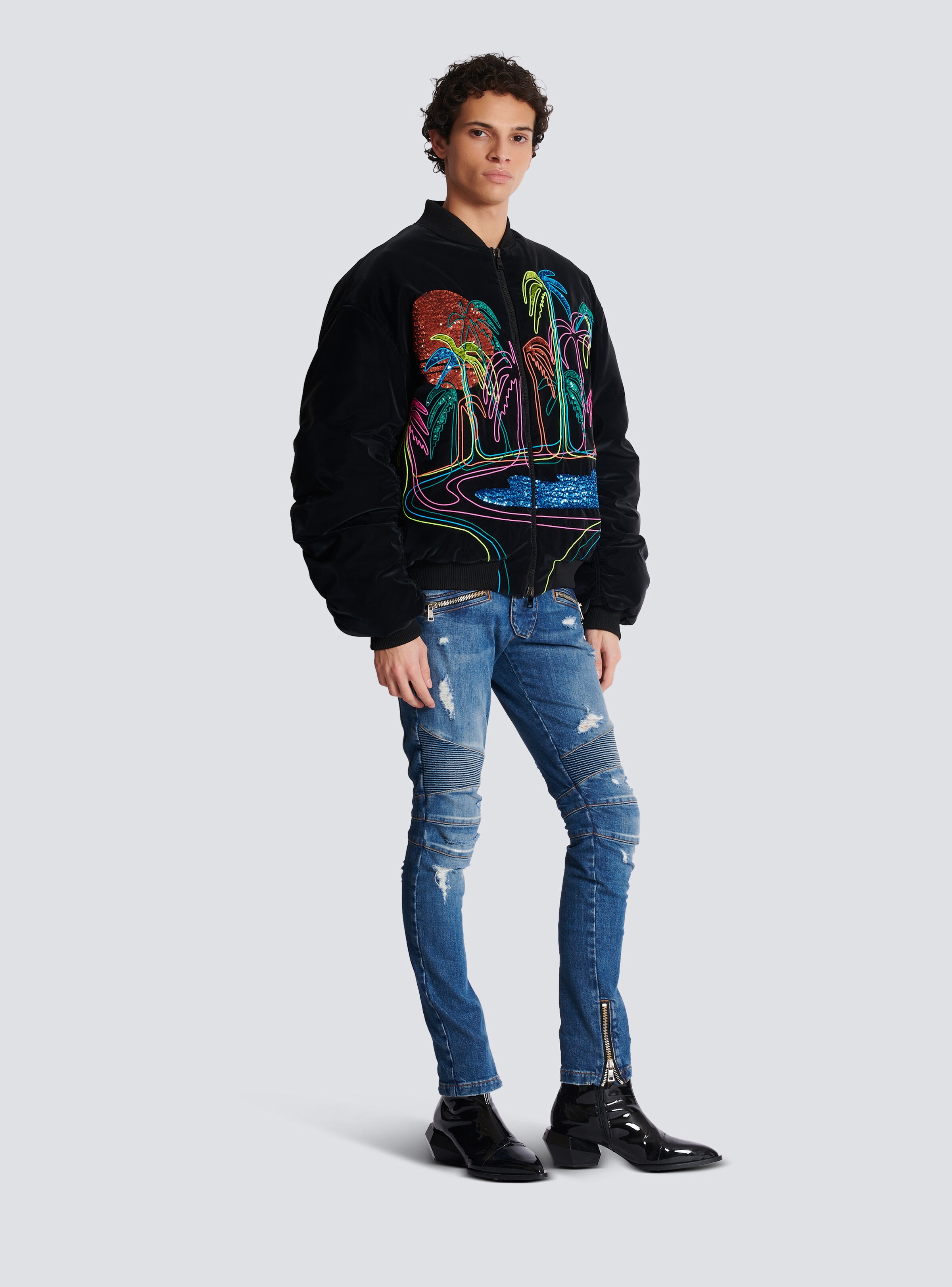 Bomber jacket with palm tree embroidery - 3