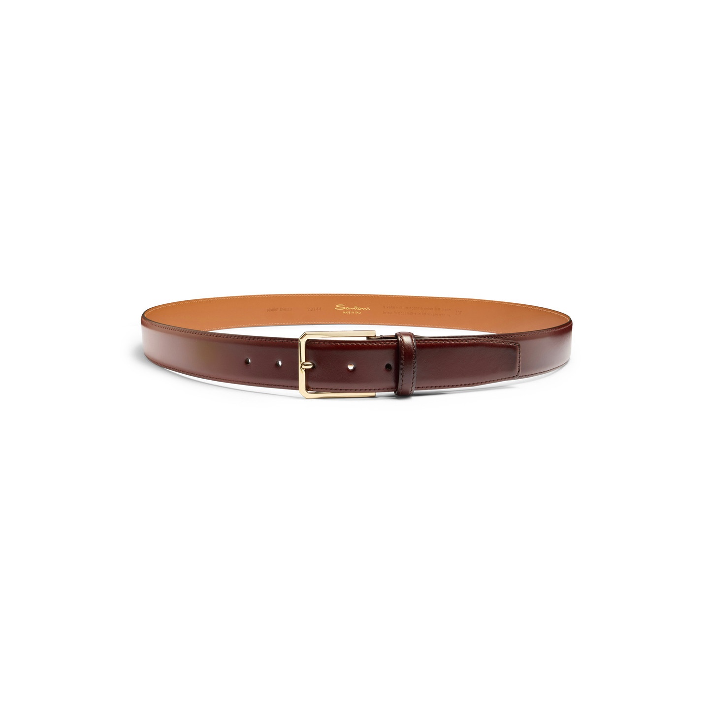 Orange leather adjustable belt - 4