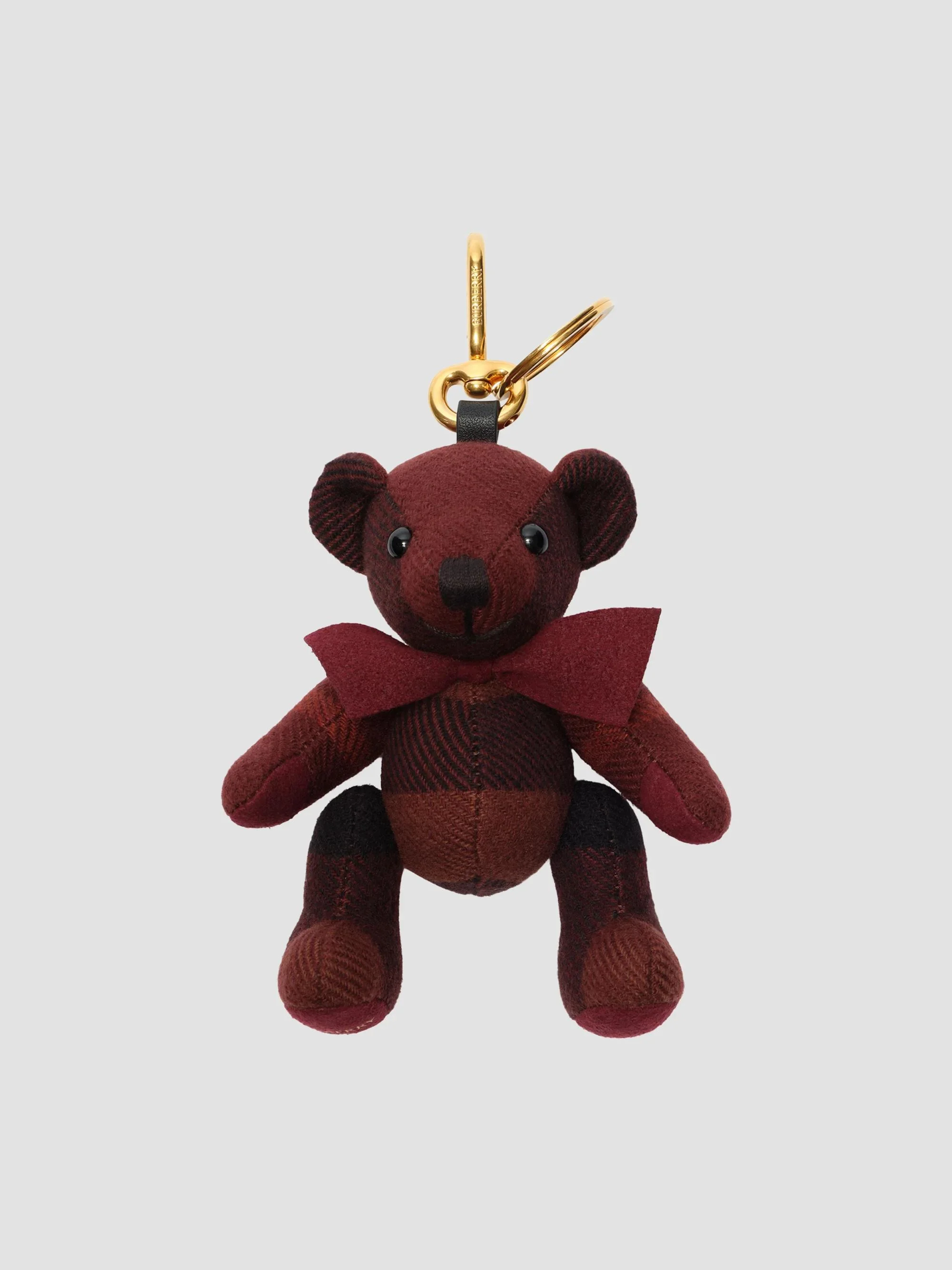 Women's Thomas Check Cashmere Bag Charm - Dark Garnet Red - 1