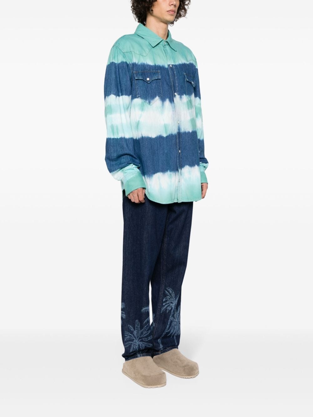 tie-dye print cotton shirt - 3