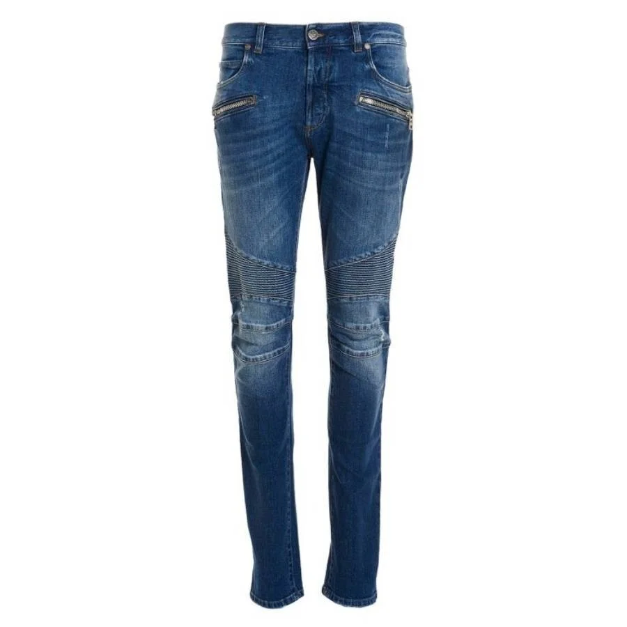 Balmain Ribbed-Detail Skinny Jeans - 1