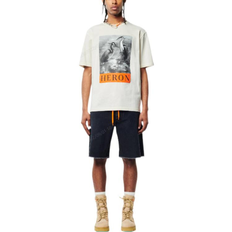 HERON PRESTON FW22 NF Heron BW T-shir 'White Black' HMAA032C99JER0030110 - 3