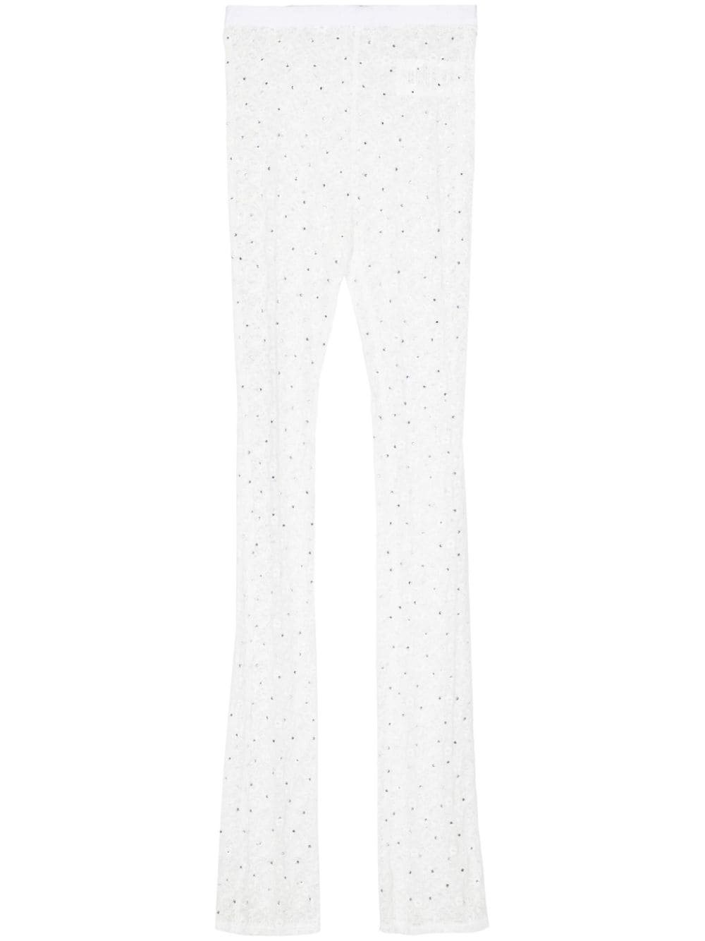 floral-lace semi-sheer leggings - 1