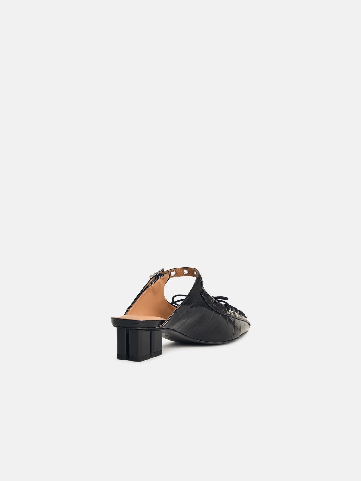 MULES WITH LACES IN BLACK 'OLEATEX' - 3