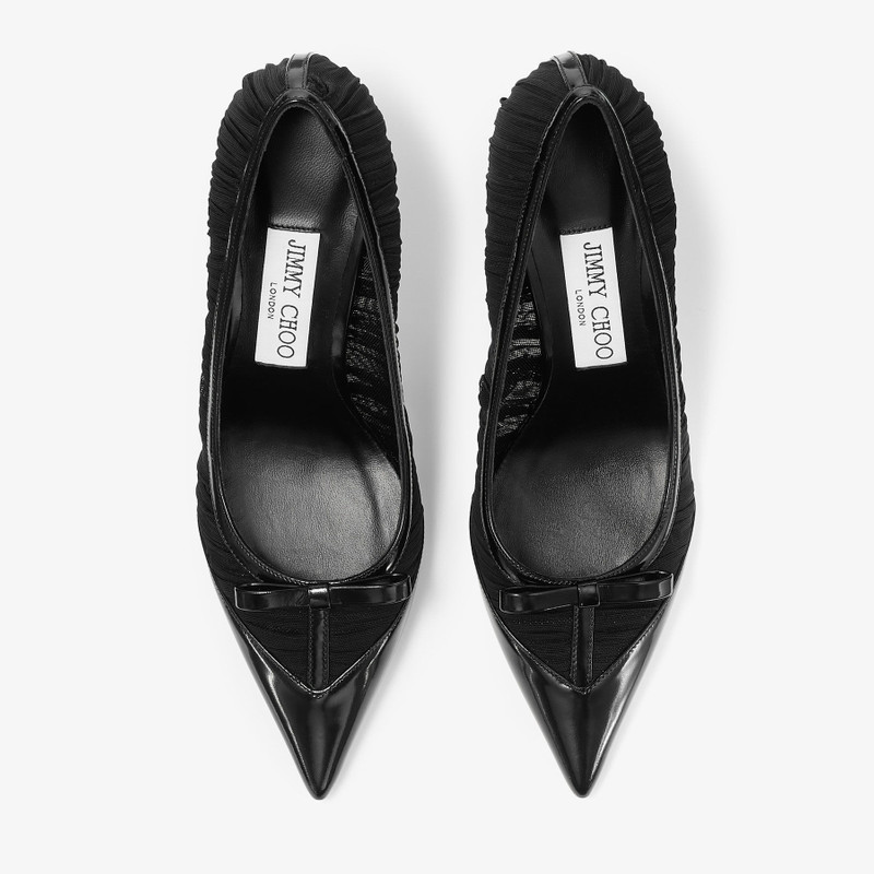 Love Mesh 85 Black Spazzolato and Ruched Mesh Pumps 4