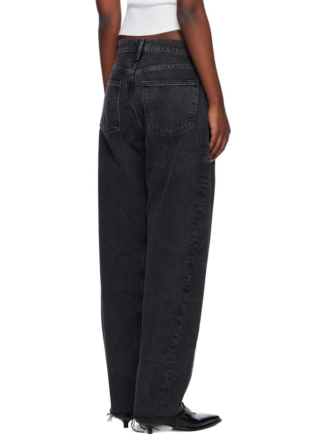 Black Luna High Rise Pieced Taper Jeans - 3