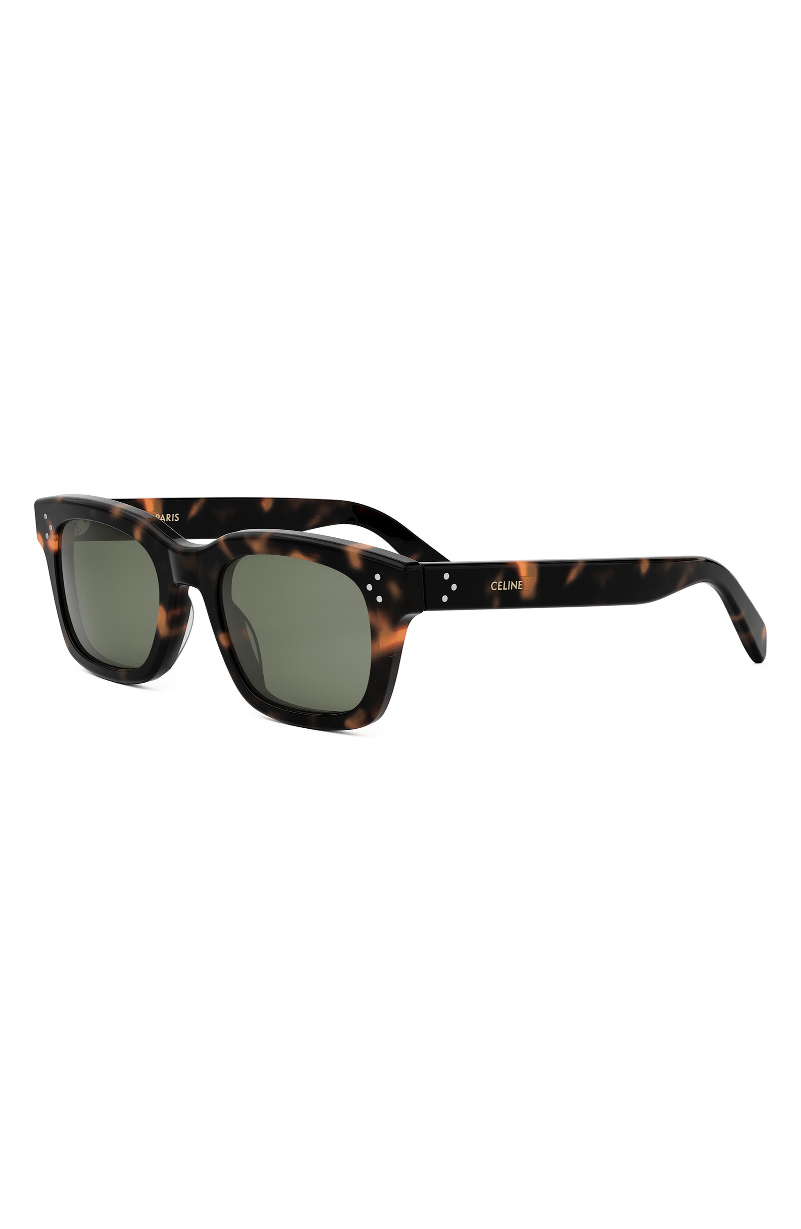 CELINE Bold 3 Dots 50mm Square Sunglasses in Dark Havana /Green at Nordstrom - 2