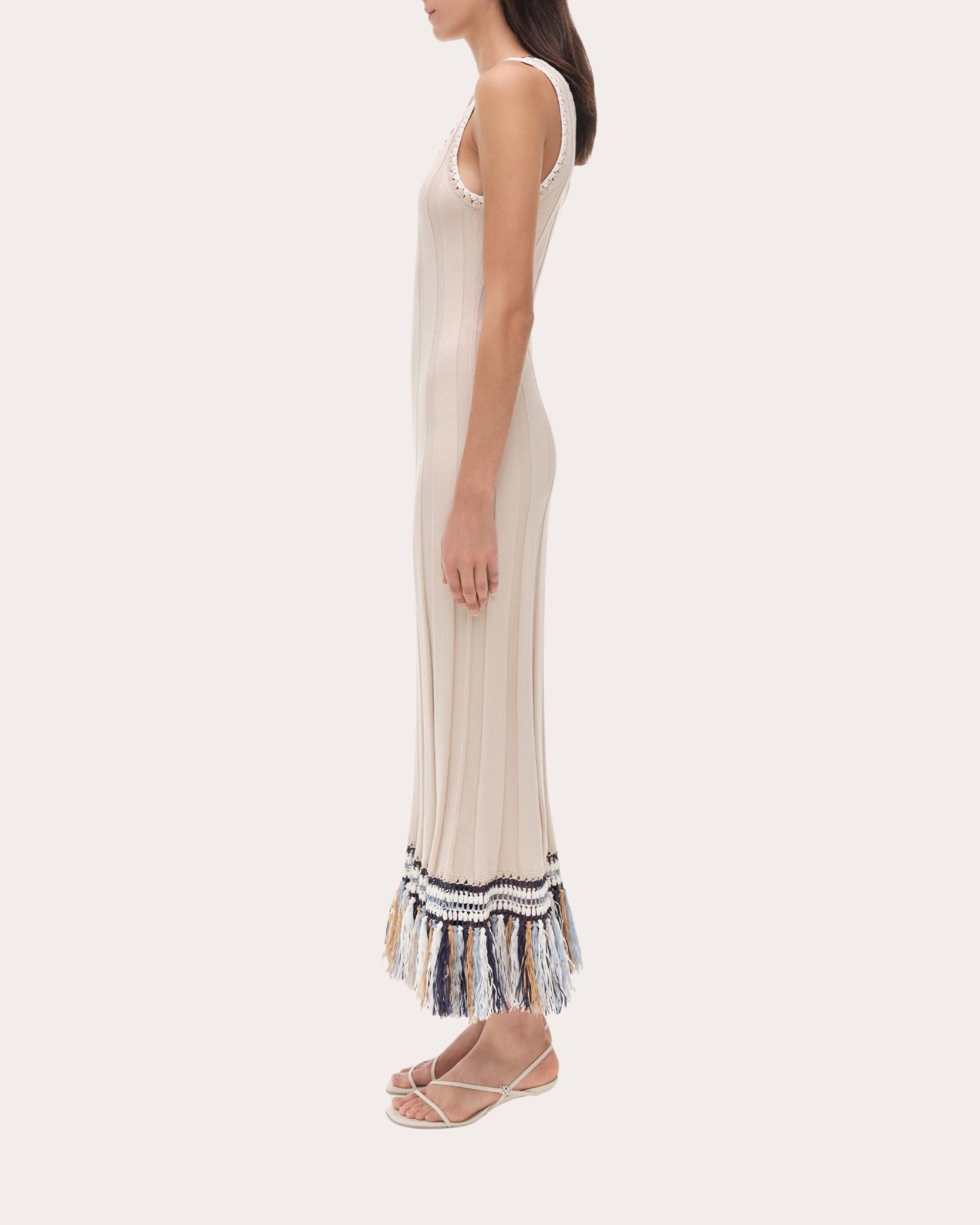Julianna Ribbed Crochet-Trim Fringed Tank Dress - 3