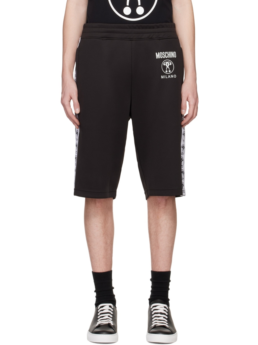 Black Double Question Mark Shorts - 1