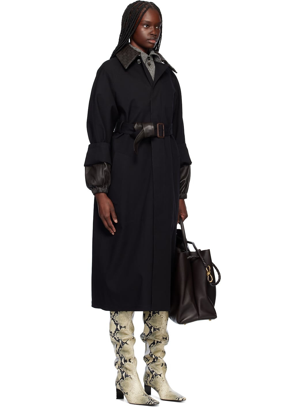 Black Cotton Trench Coat - 2