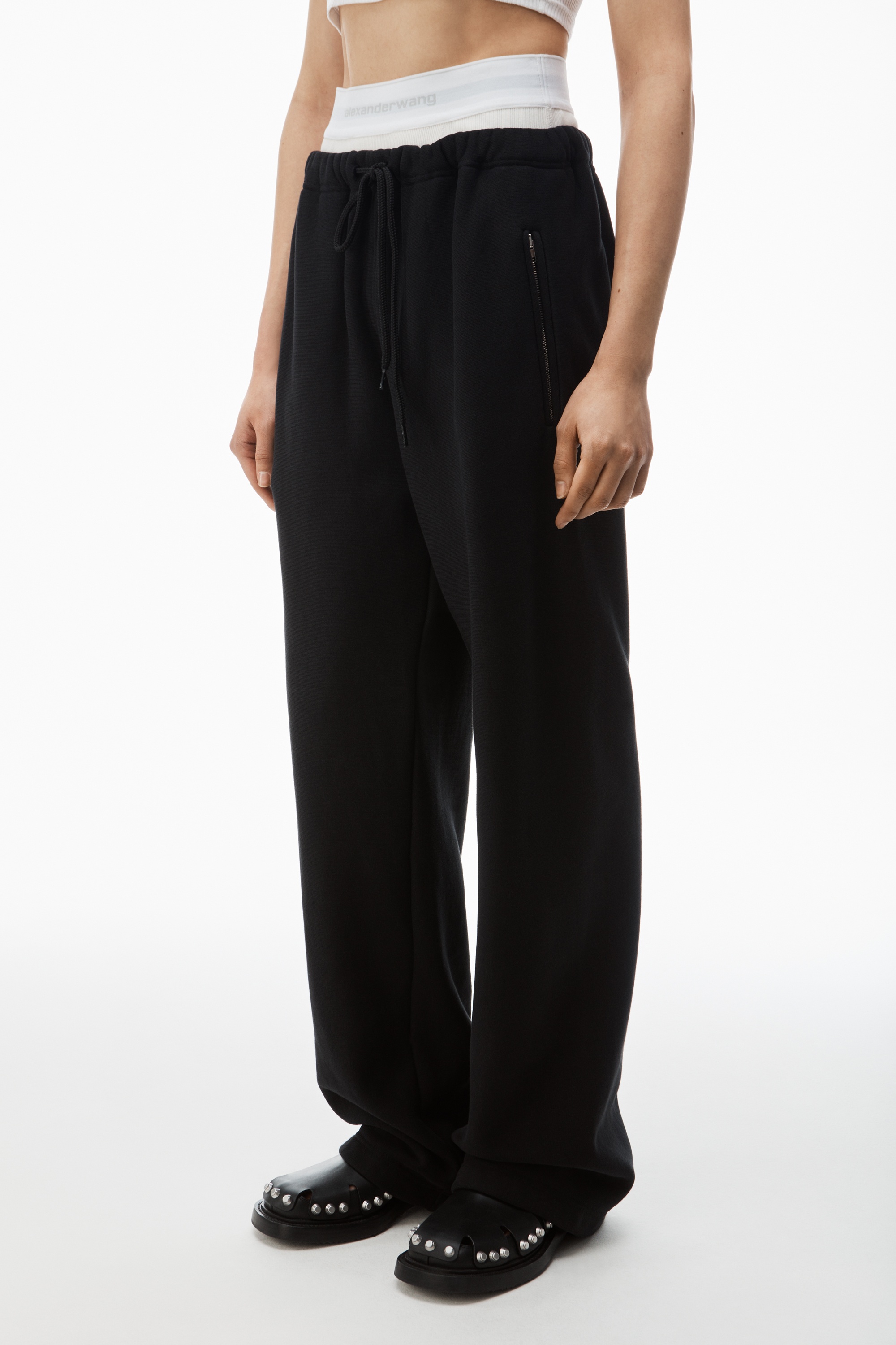 wide leg sweatpants with pre-styled logo brief waistband - 3