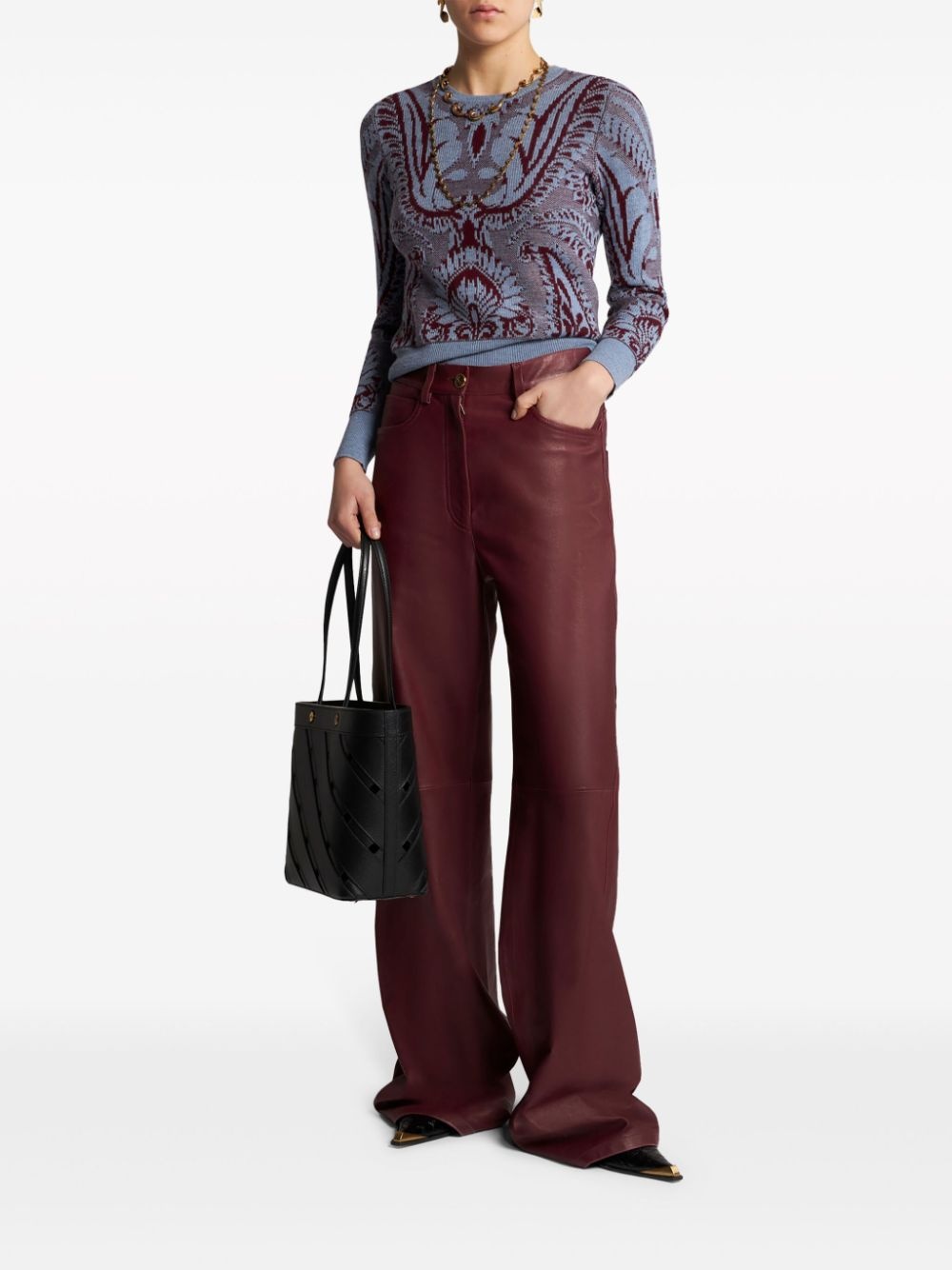 floral jacquard-knit wool jacket - 2