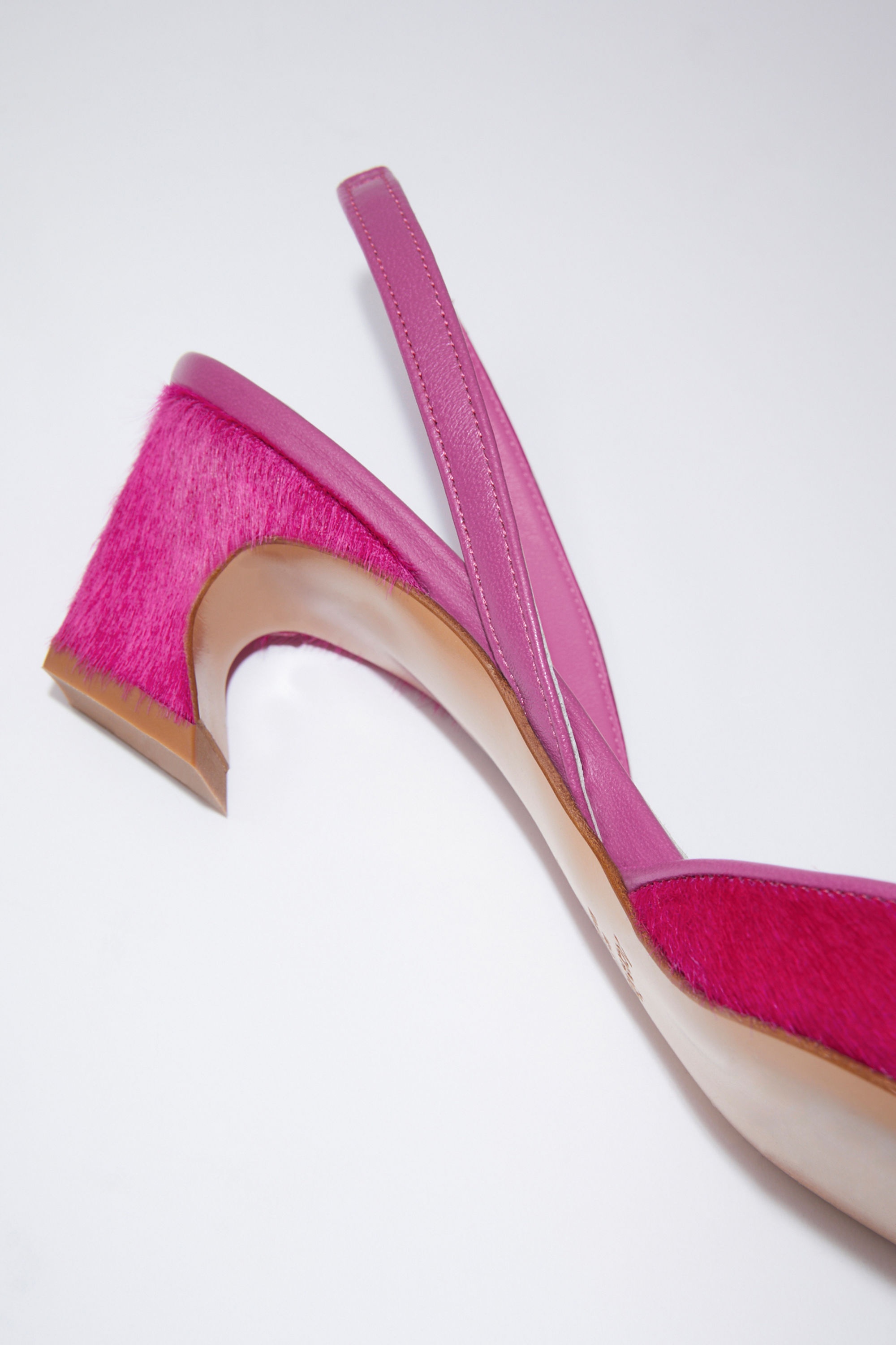 Hairy leather slingback pumps - Fuchsia pink - 6