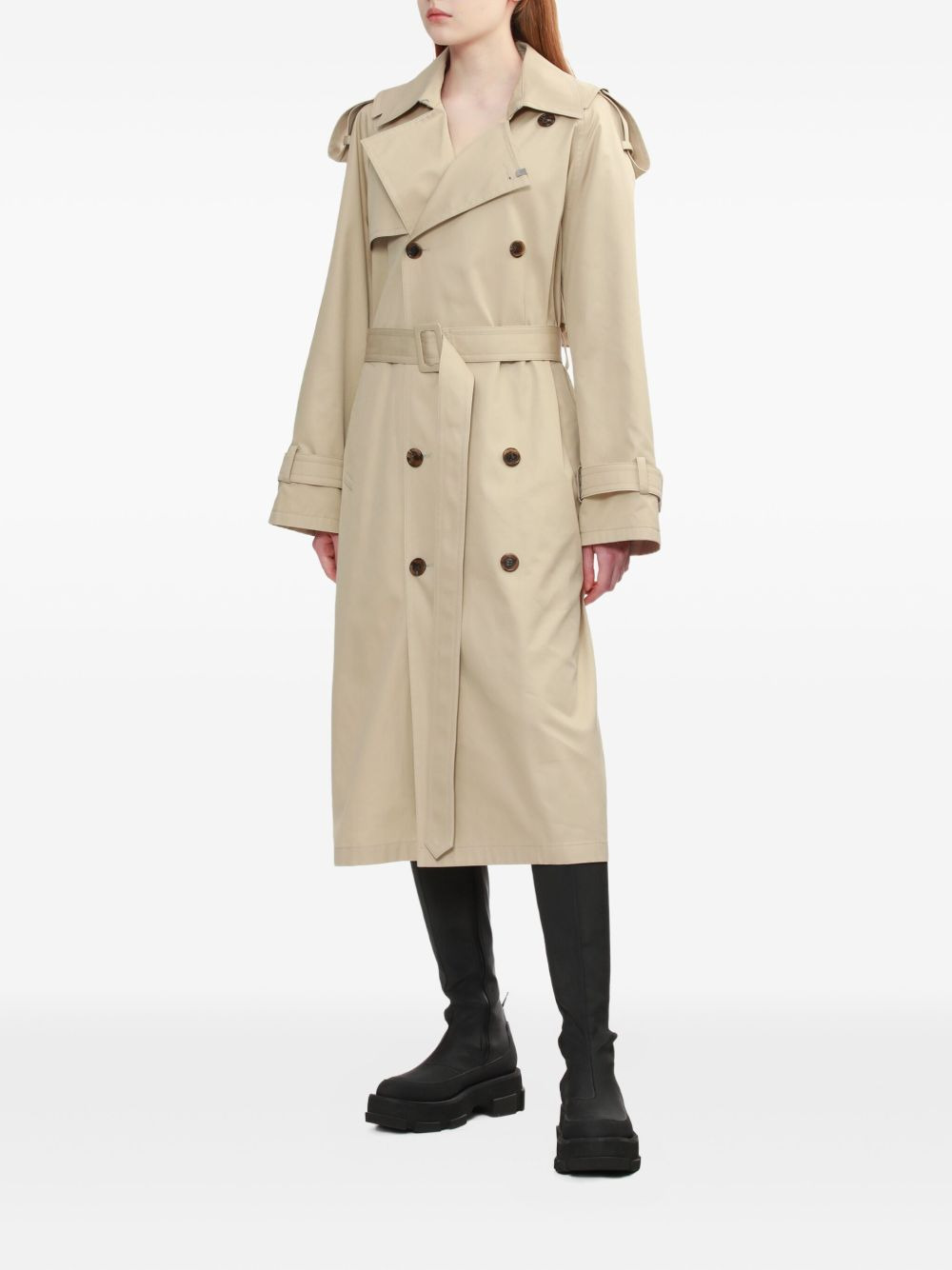 double-breasted belted trench coat - 3