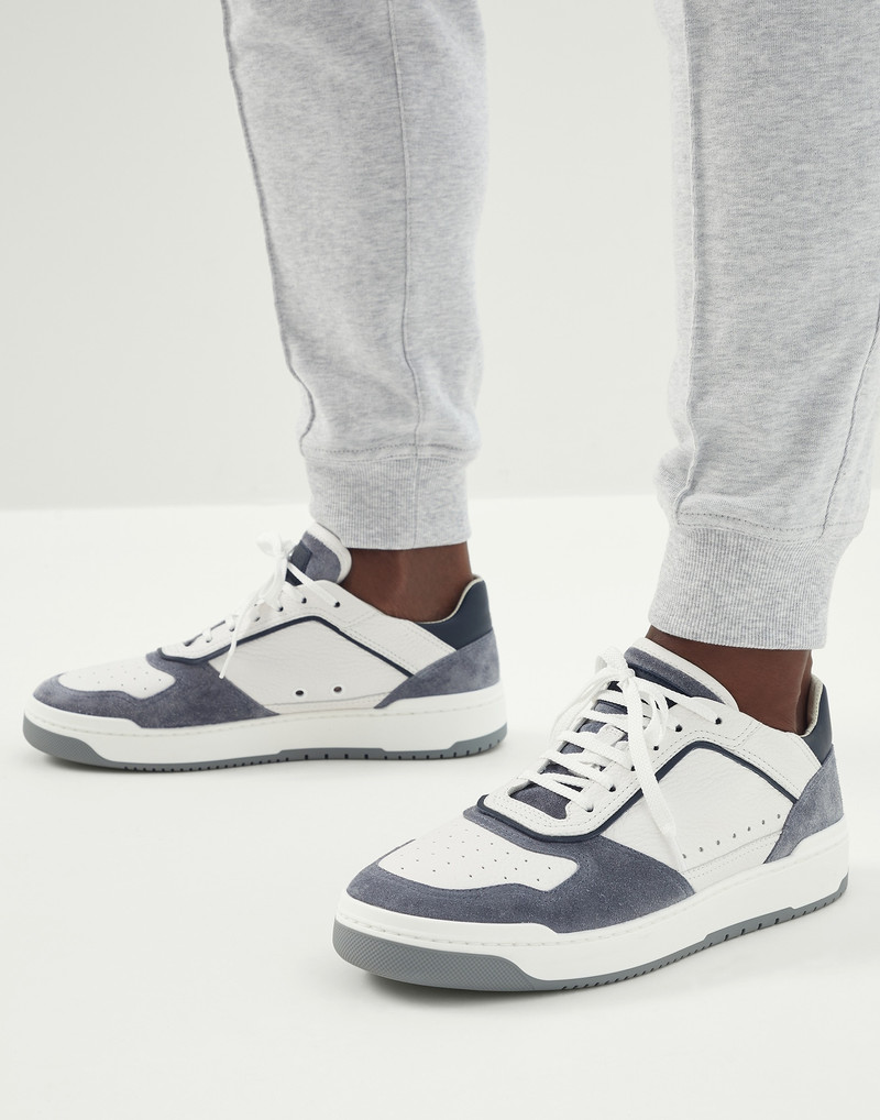 Brunello Cucinelli Grained calfskin and washed suede basket sneakers outlook