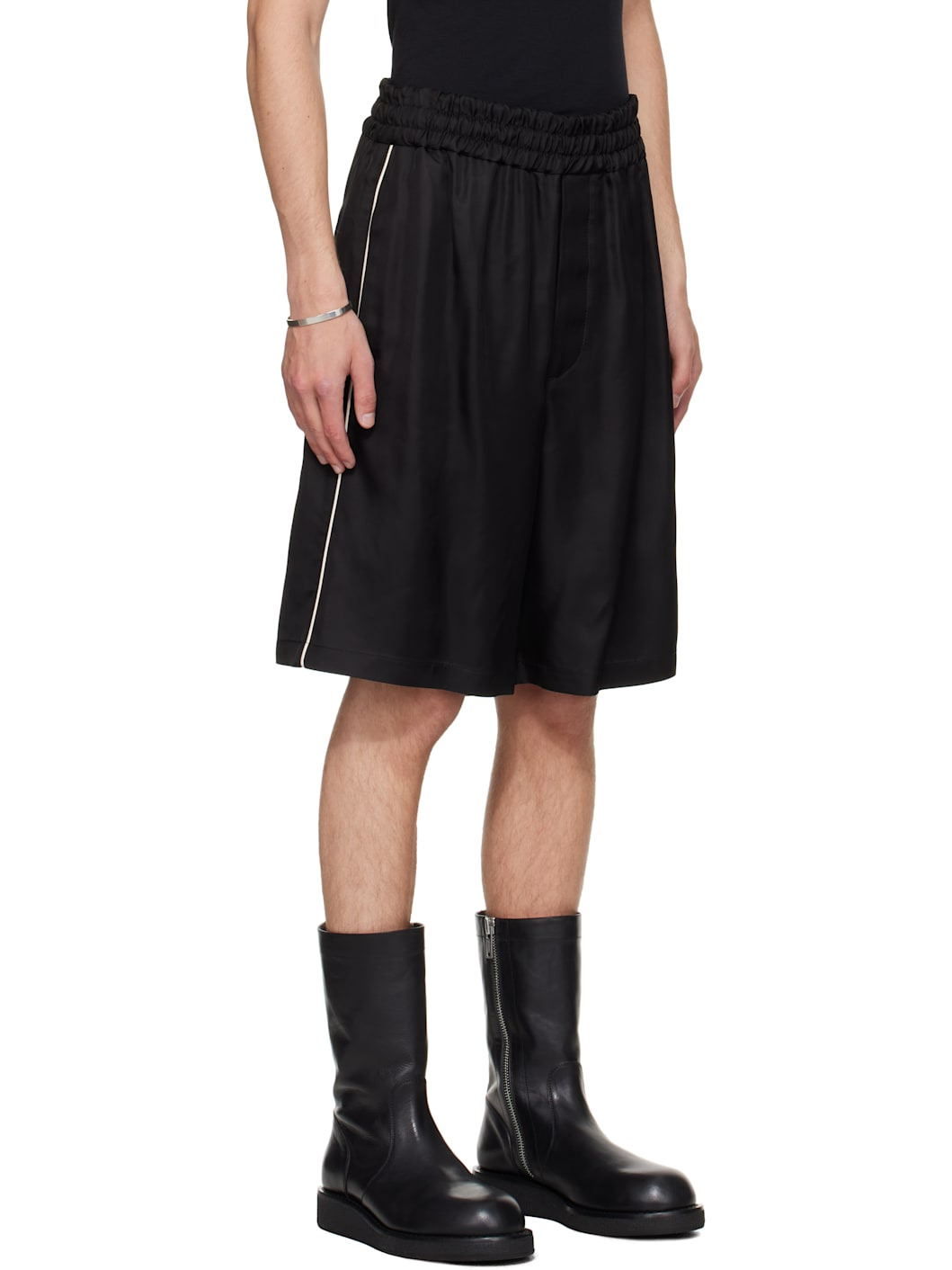 Black Fluid Viscose Shorts - 2
