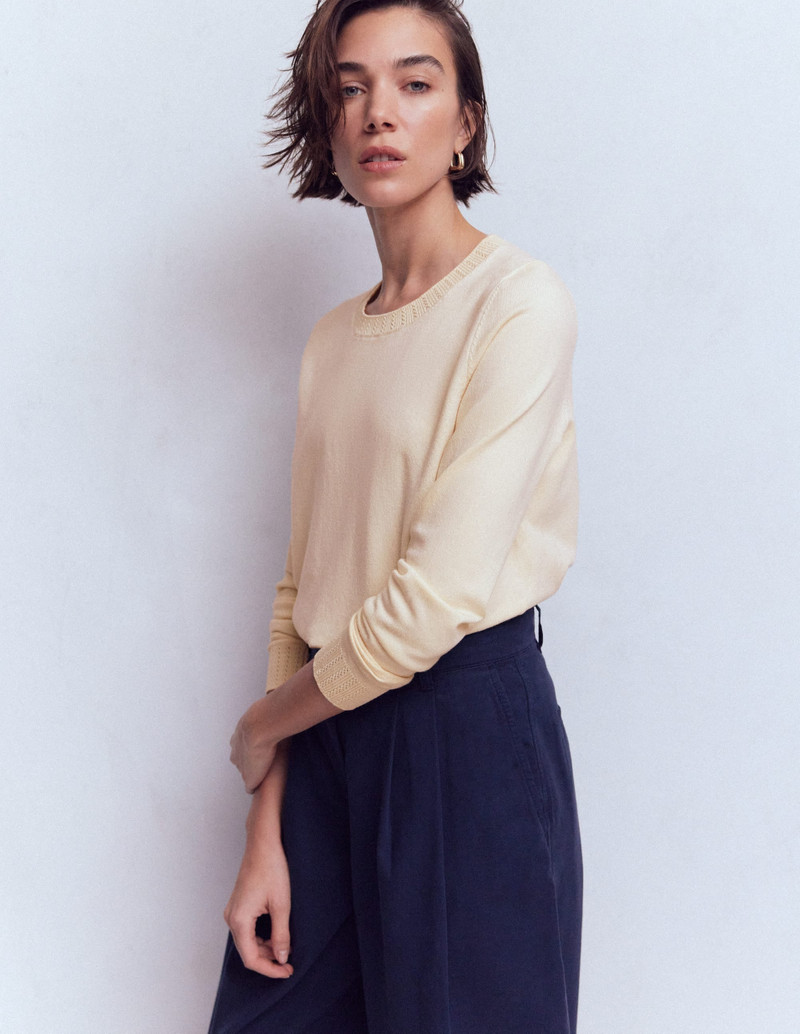 Emilia Cotton Crew Sweater-Warm Ivory 5
