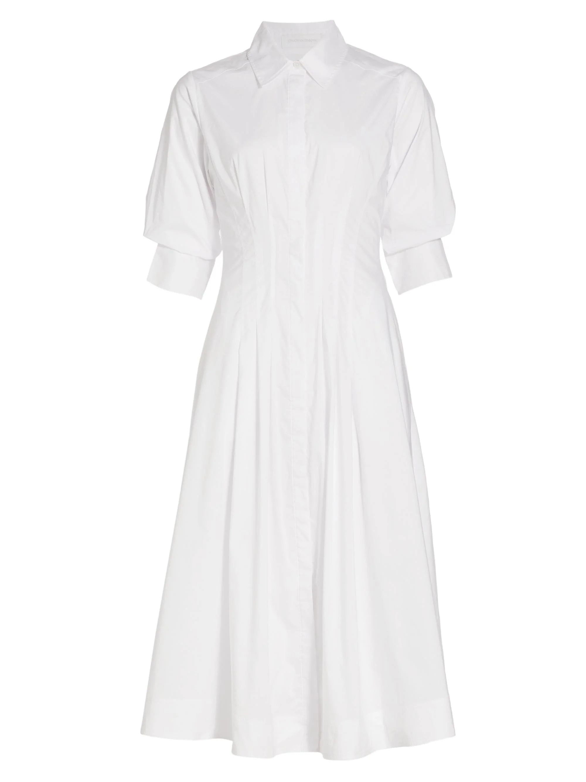 Women's Jazz Core Cotton Poplin Pintuck Midi-Dress - White - 1