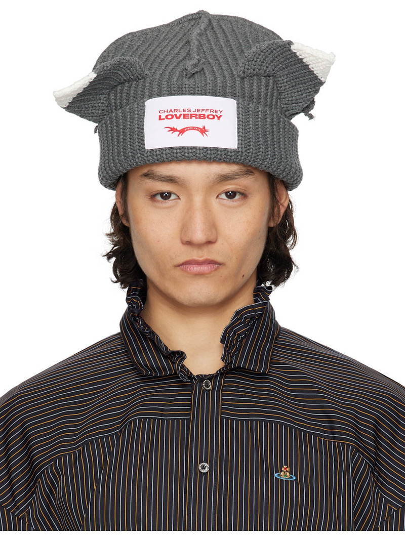 Gray Chunky Ears Beanie - 1