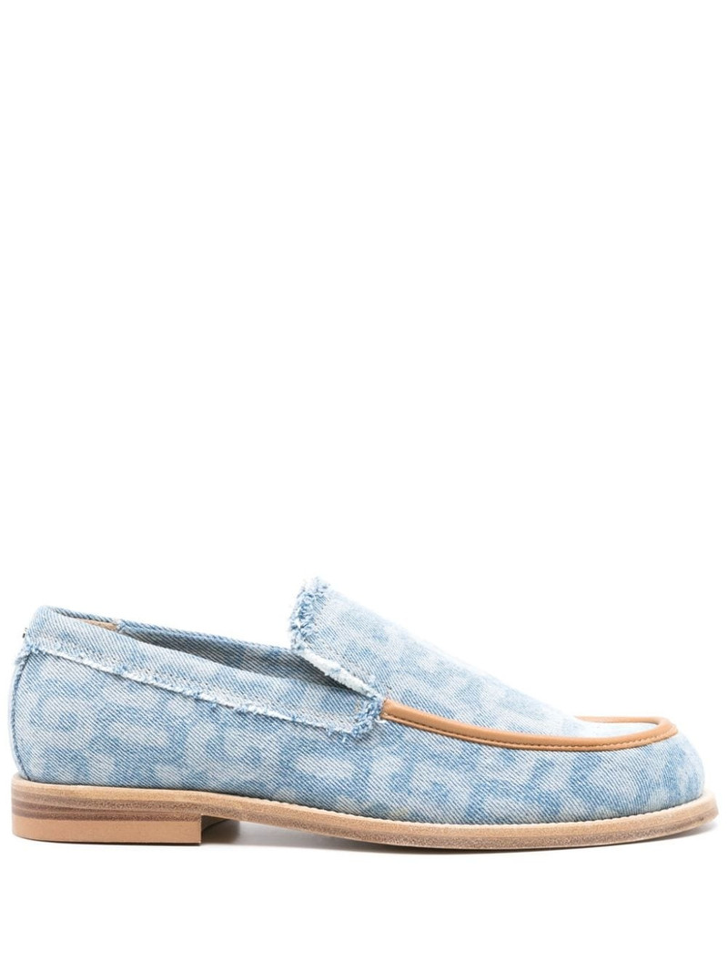 monogram-print denim loafers 1