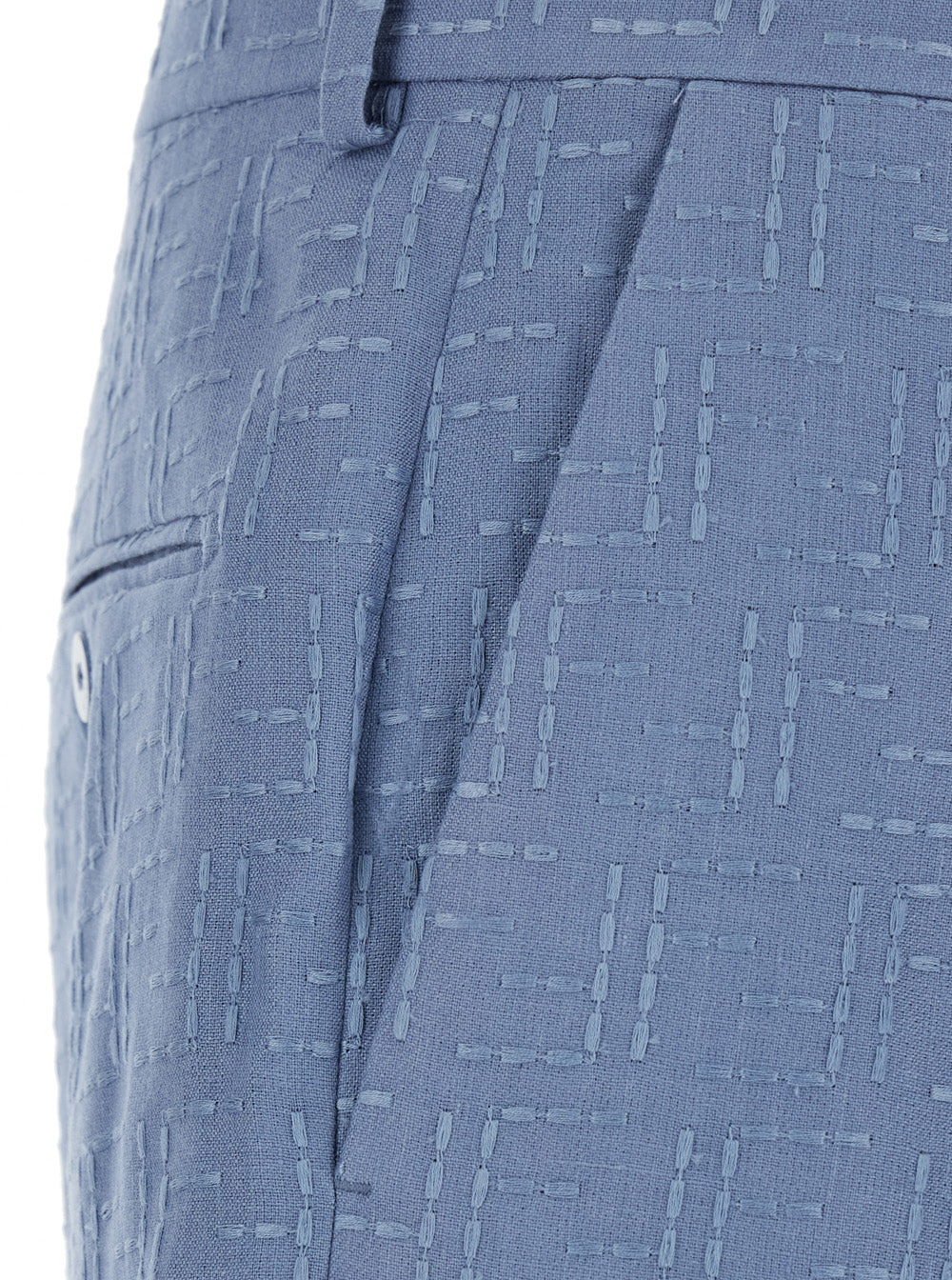 Fendi Men Blue Shorts With All-Over Ff Jacquard In Linen Blend Man - 3
