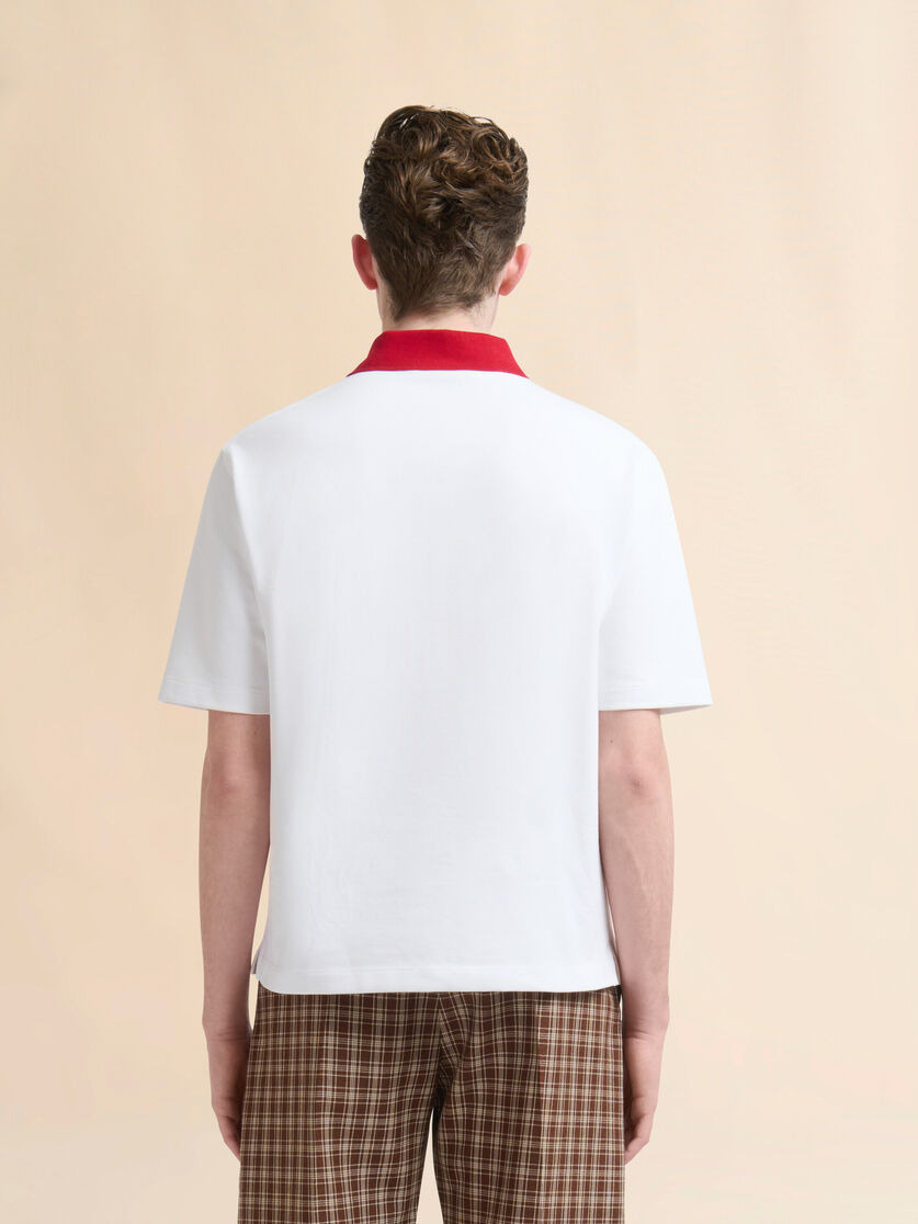 WHITE COTTON PIQUÉ POLO SHIRT - 3