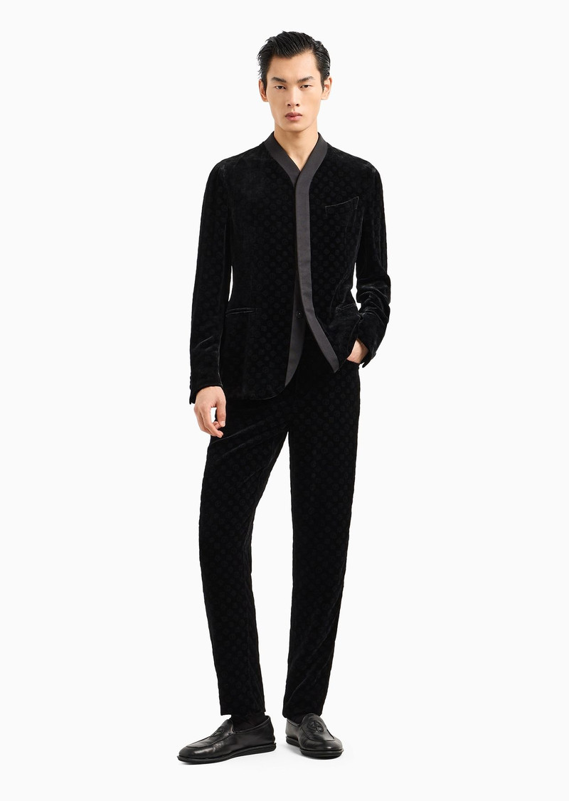 GIORGIO ARMANI Giorgio’s single-pleat trousers in monogram silk and viscose outlook