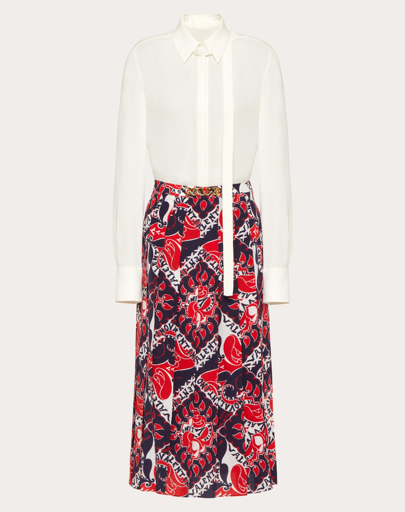 CREPE DE CHINE CHEMISIER DRESS IN ARCHIVE MANIFESTO BANDANA PRINT - 1