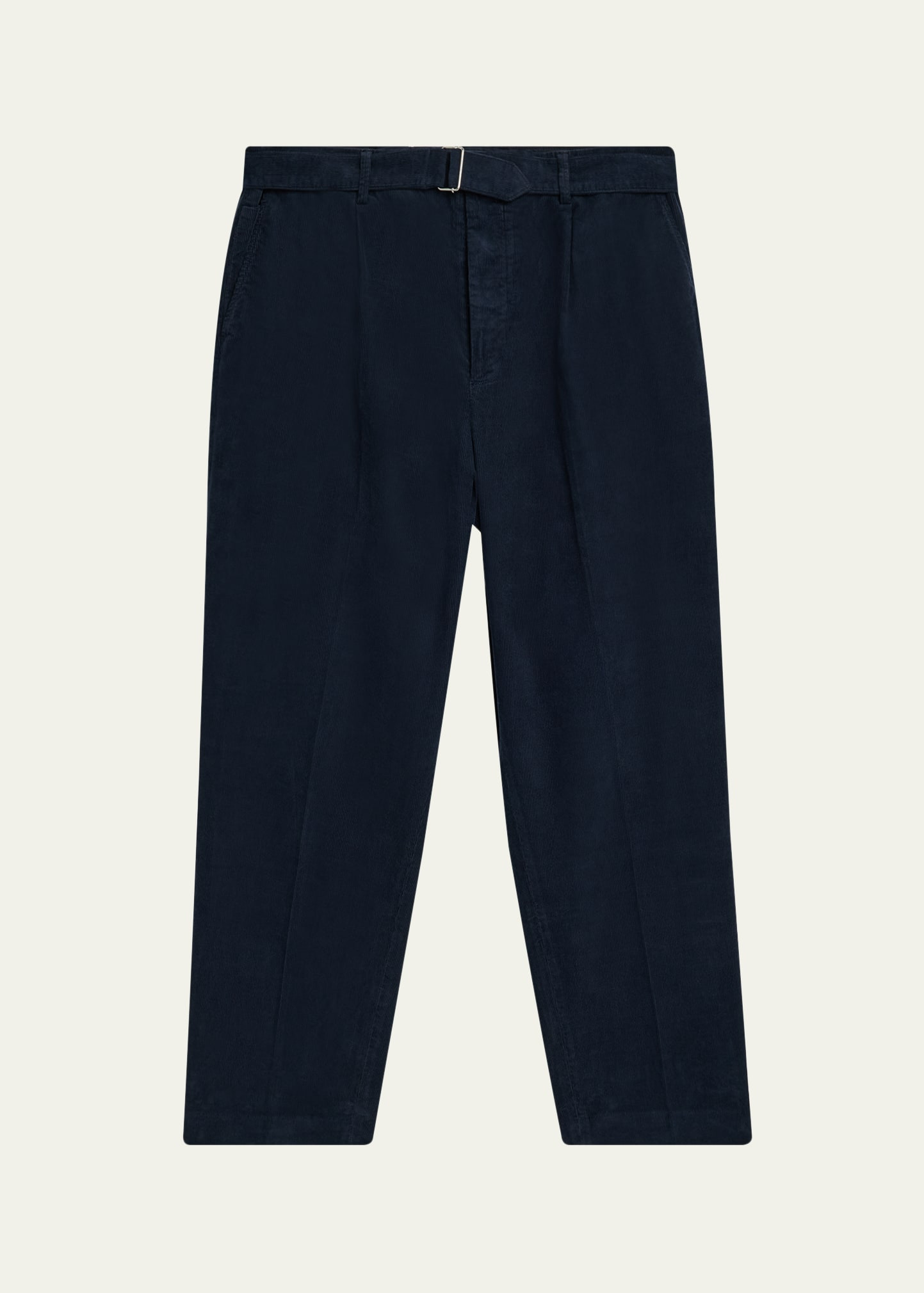 Men's Corduroy Self-Belt Pleated Pants - 1