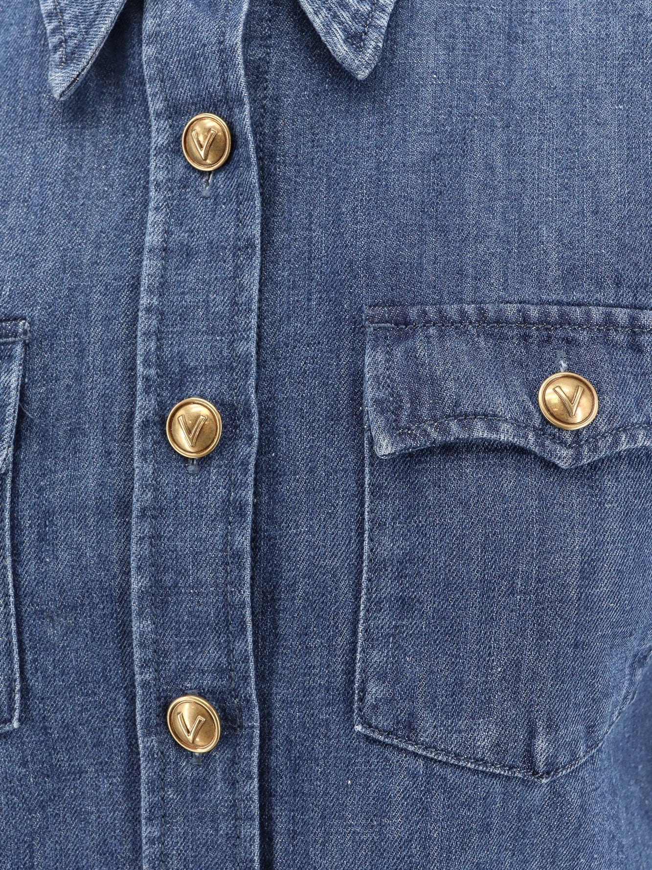 Valentino Denim Shirt With Vlogo Buttons - 3