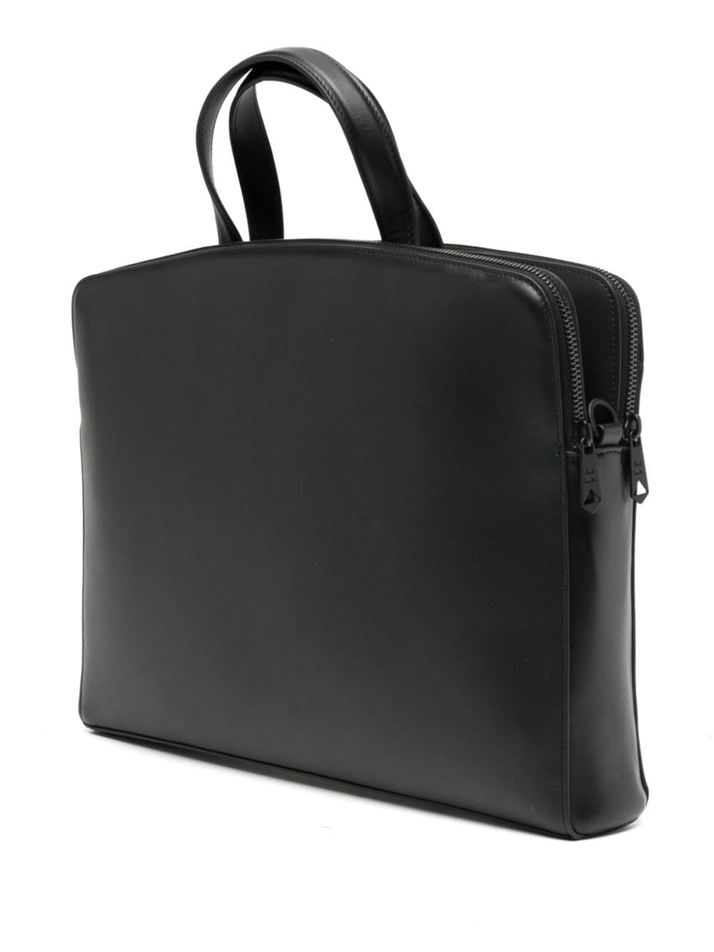 logo-print leather laptop bag - 2