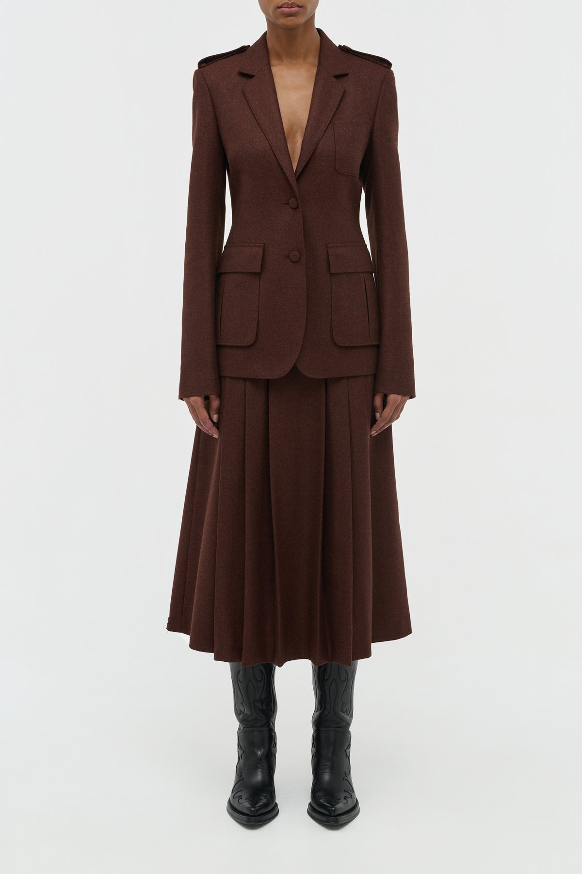 Louisa Blazer in Burnt Sienna Wool Cashmere Flannel - 2