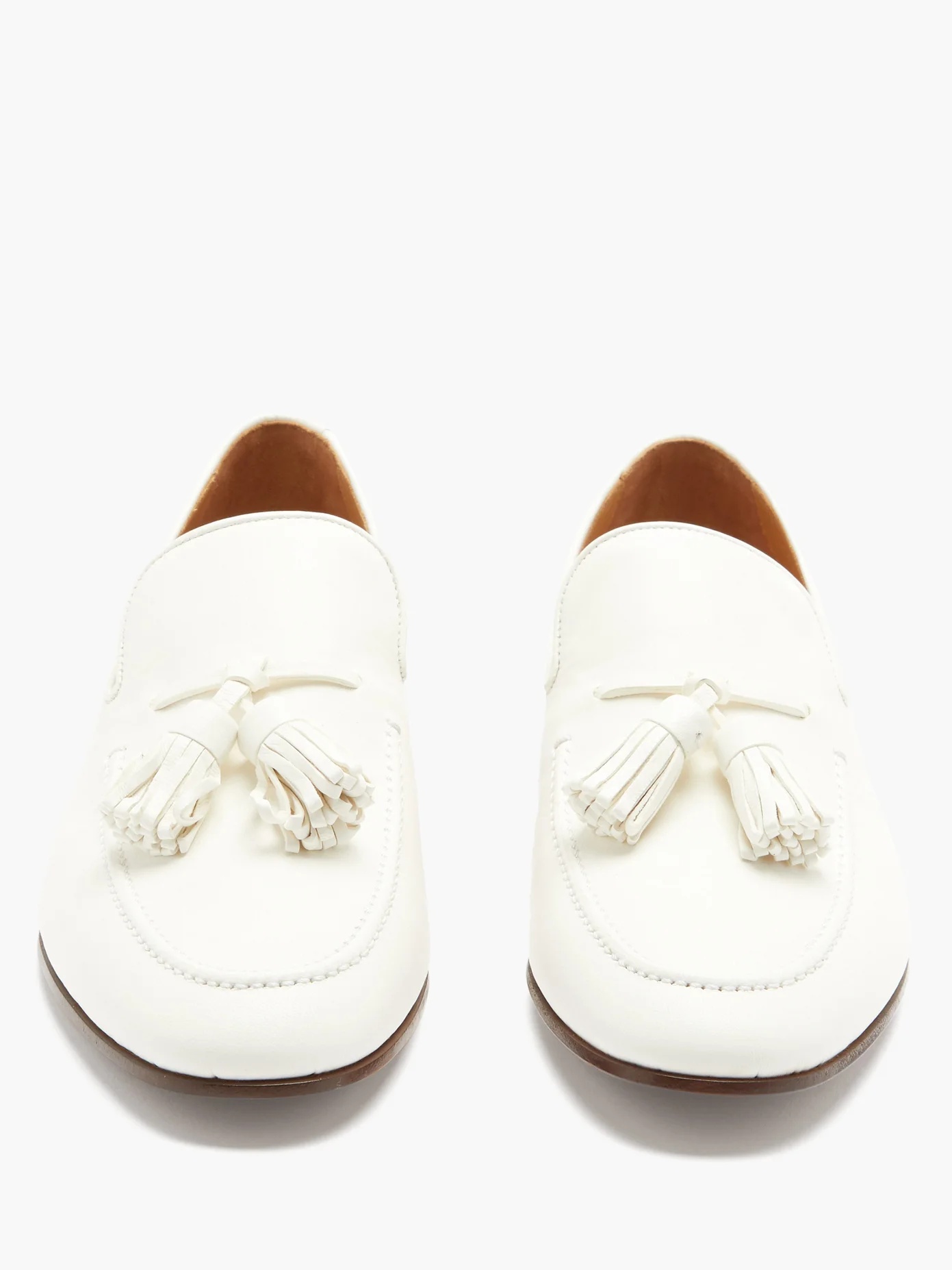 Pompom tasselled leather loafers - 5