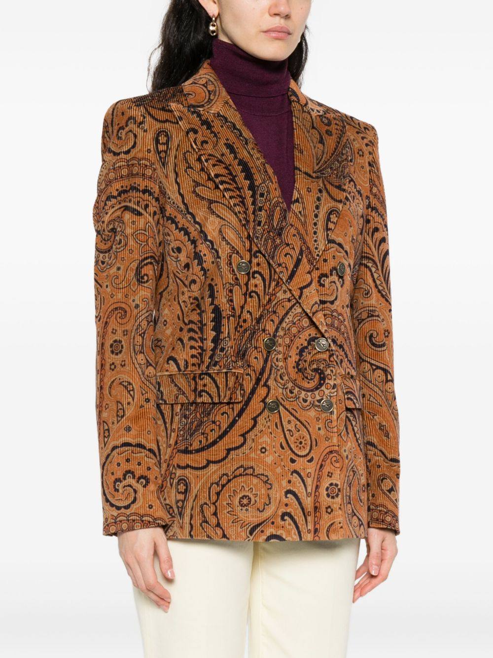 paisley-print double-breasted blazer - 3