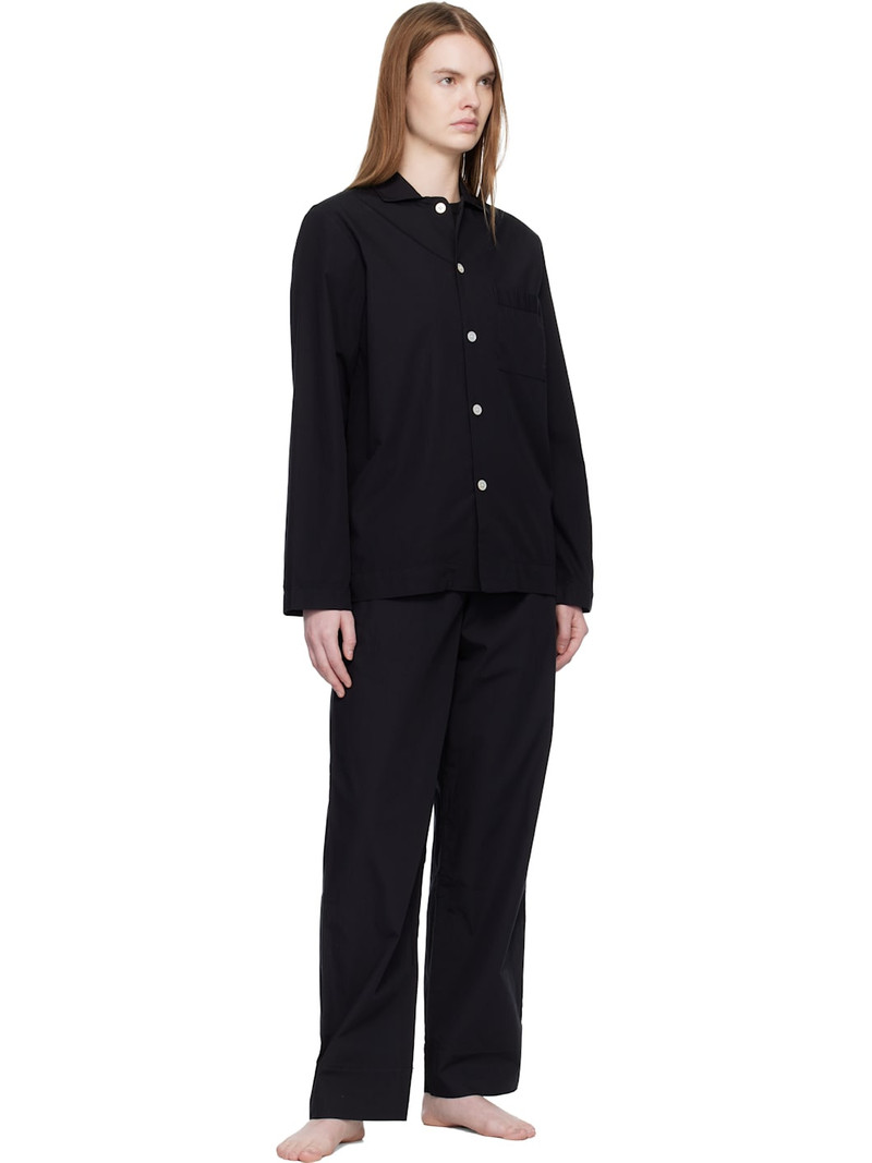 TEKLA Black Poplin Long-Sleeved Pyjama Shirt outlook
