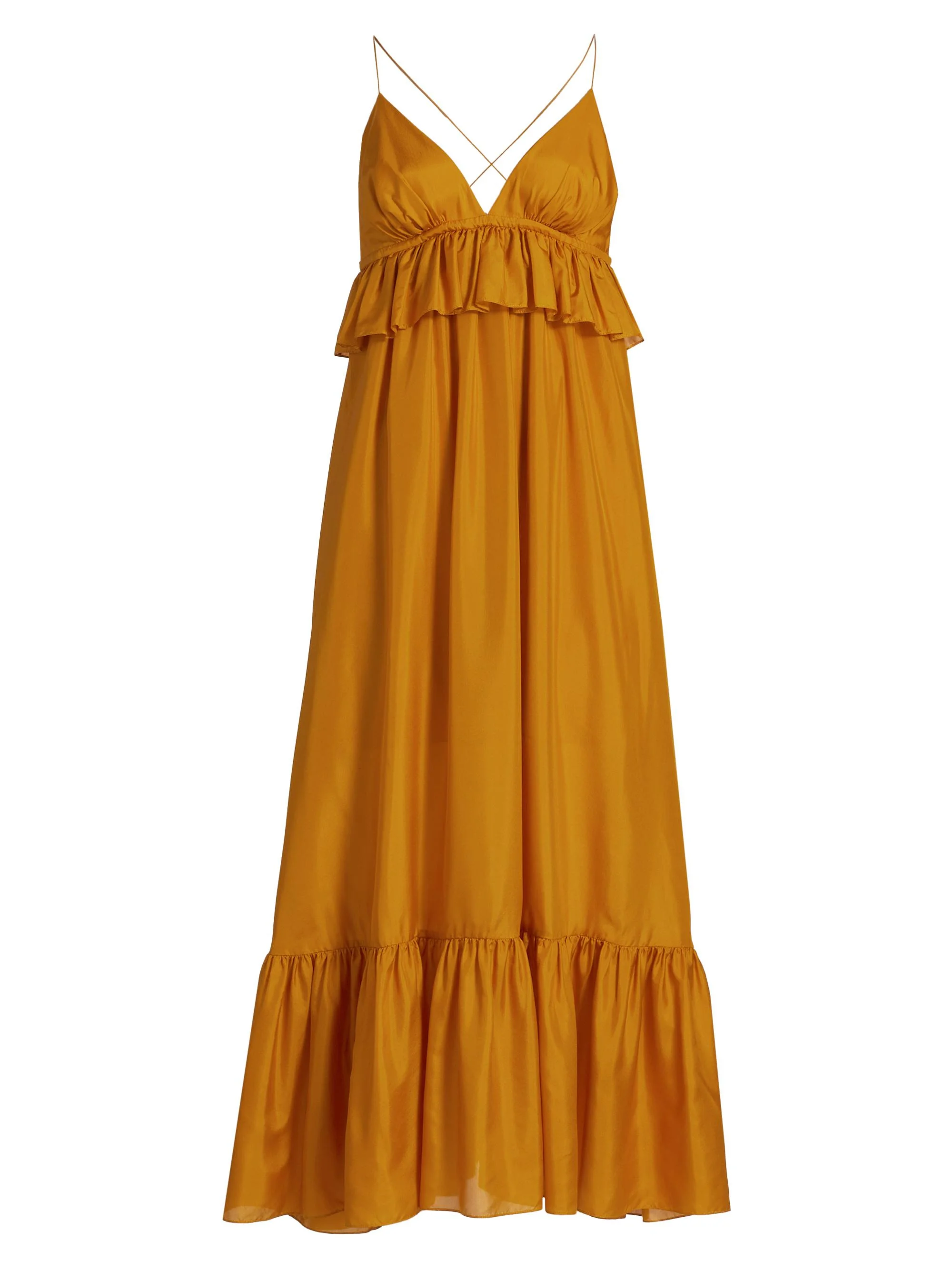 Women's Rhiannon Ruffled Silk Maxi Dress - Gold - 1