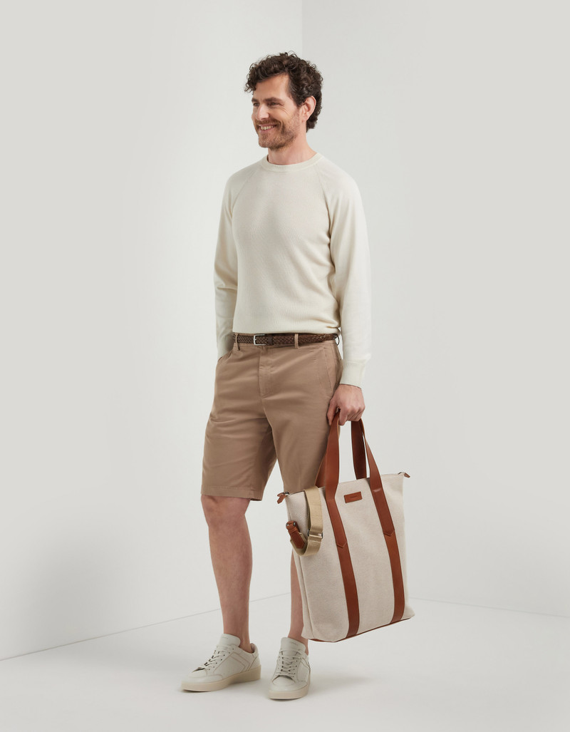 Canali CREAM LONG-SLEEVE CREWNECK IN SMOOTH COTTON-SILK BLEND outlook