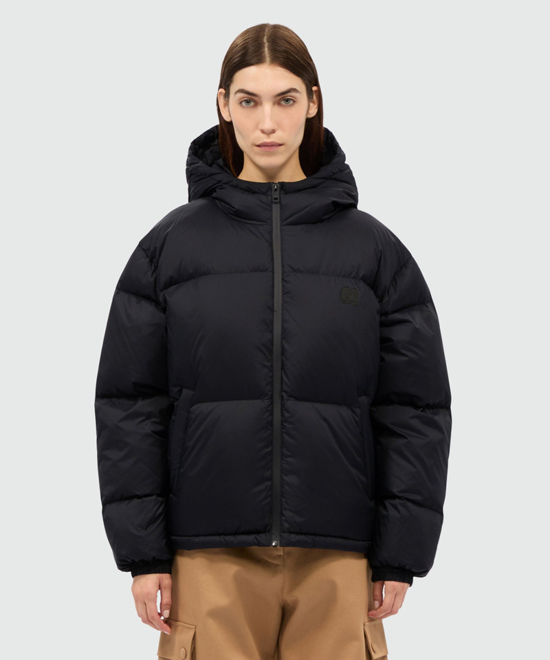 MSGM Short black down jacket in ripstop nylon outlook