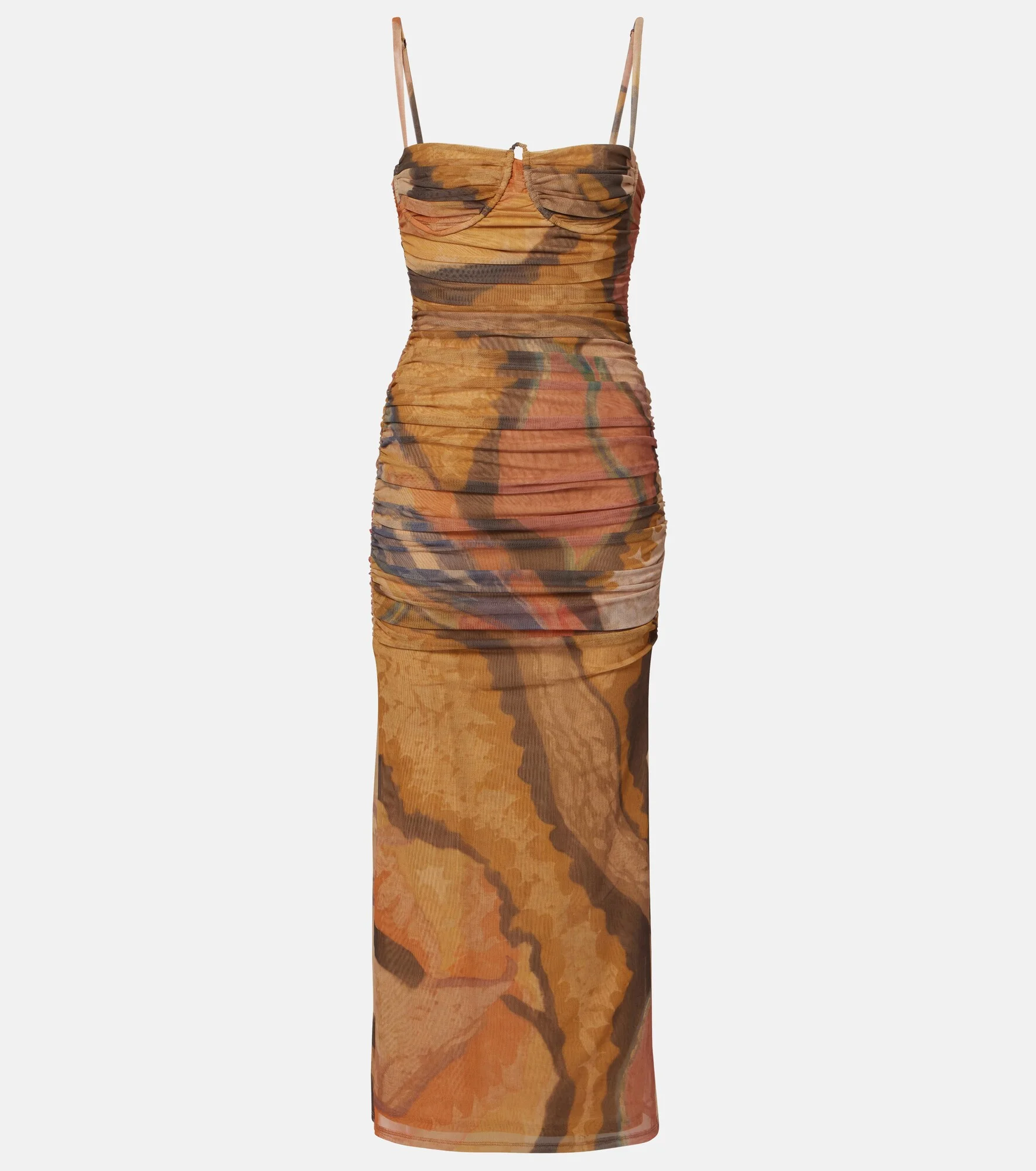 Draped printed mesh maxi dress - 1