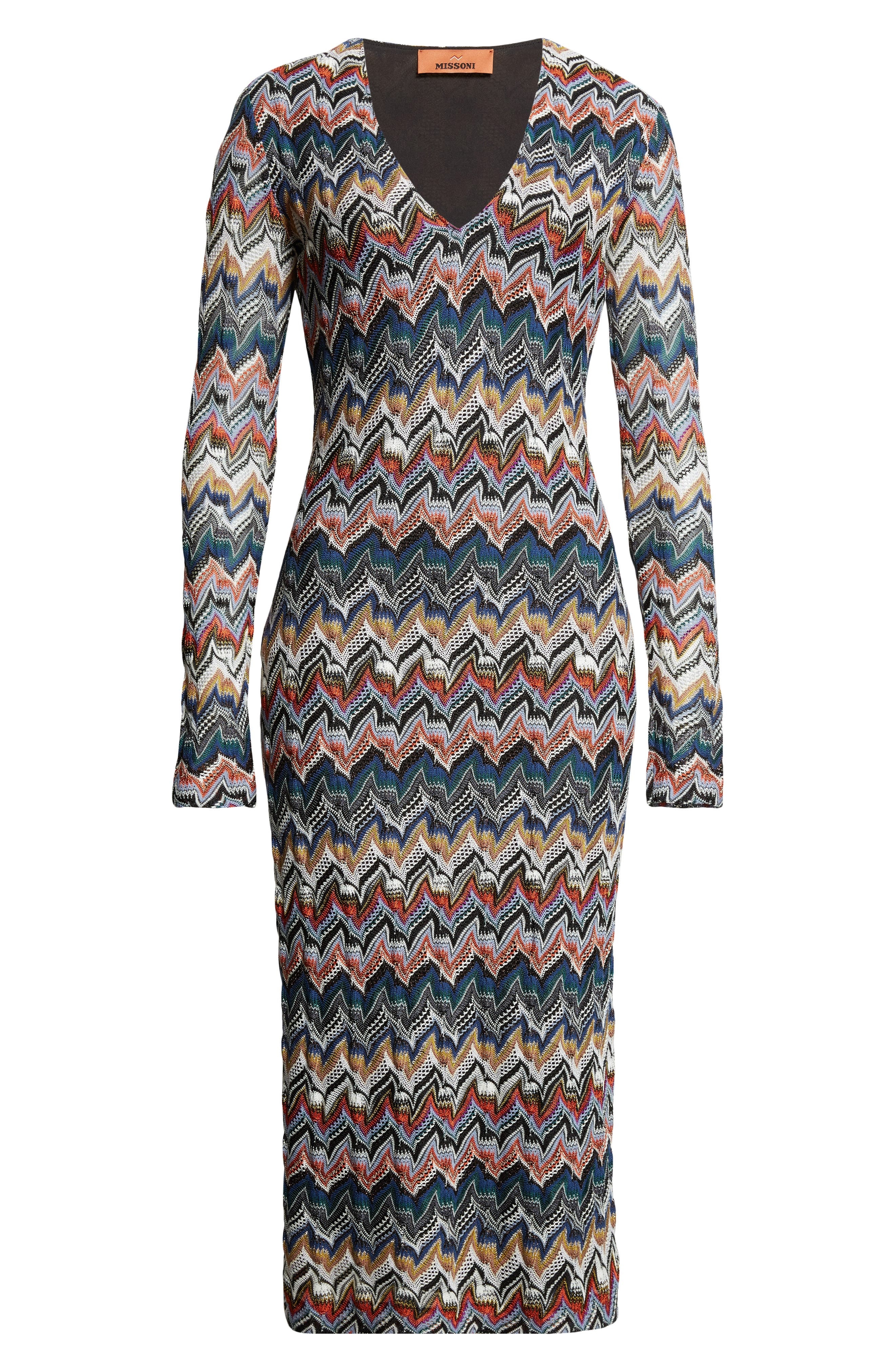Missoni Zigzag Long Sleeve Midi Sweater Dress in Blue Multi at Nordstrom - 5