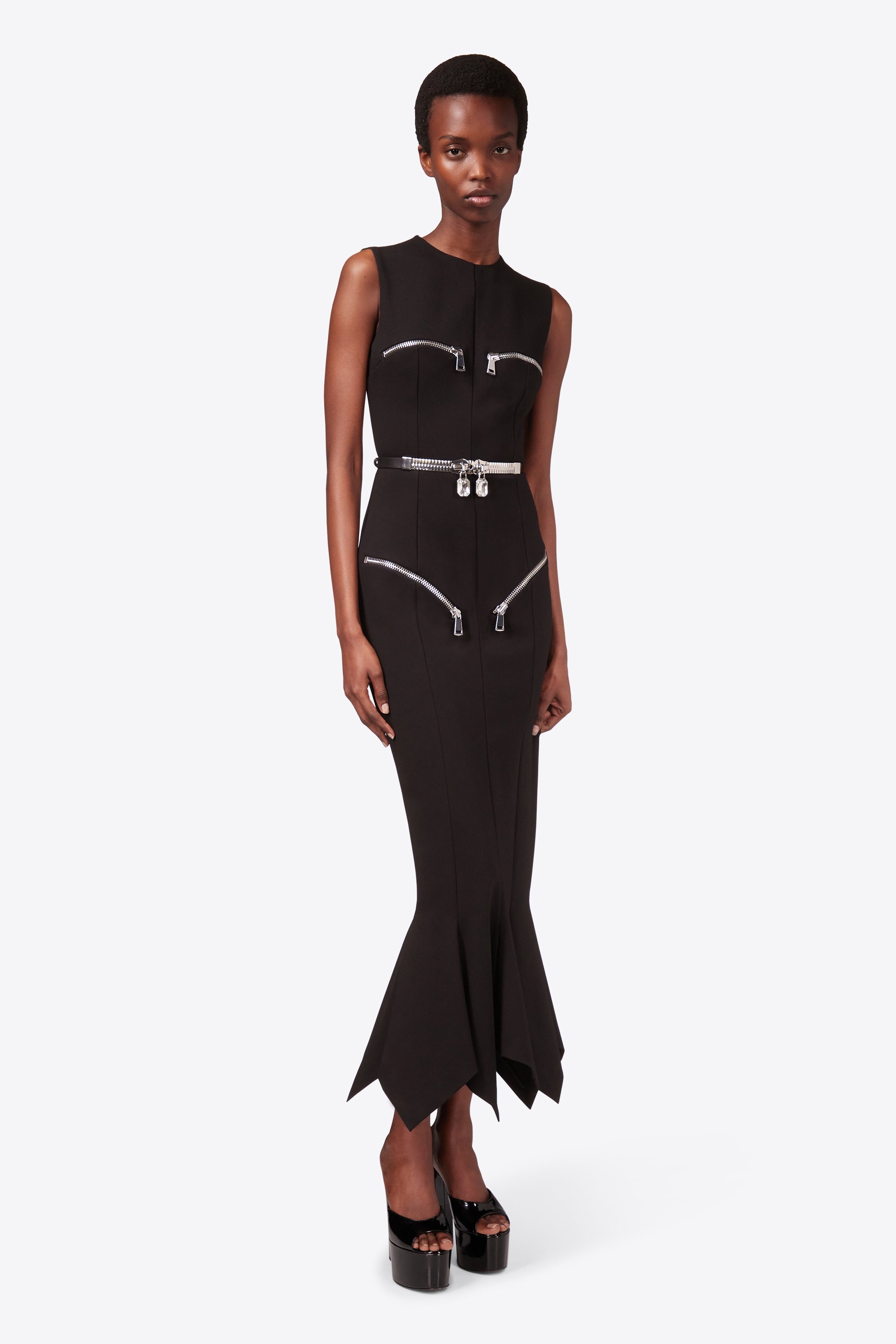 HANDKERCHIEF ZIPPER MIDI DRESS - 4