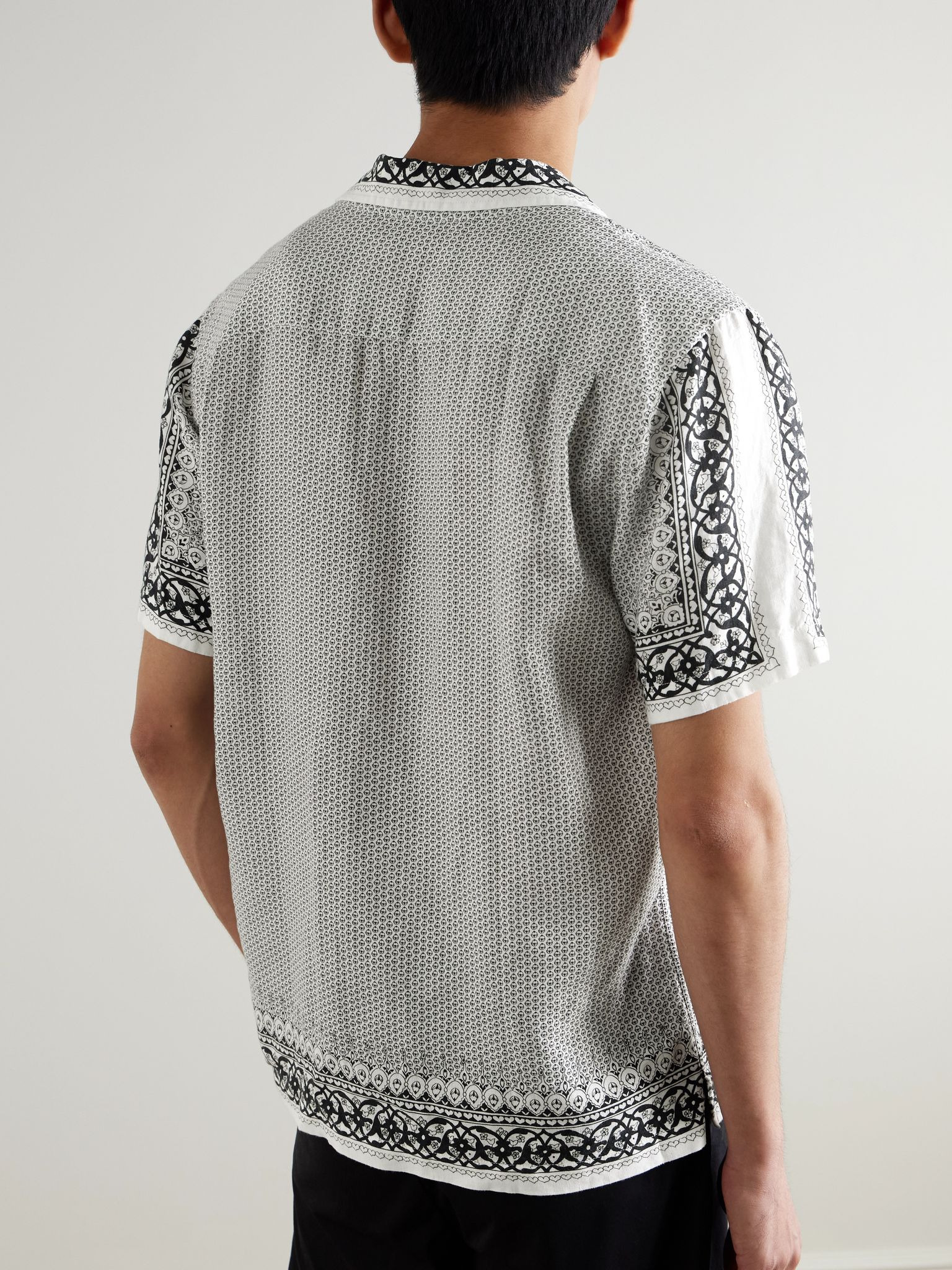 Maitan Camp-Collar Printed Cotton Shirt Gray - 3