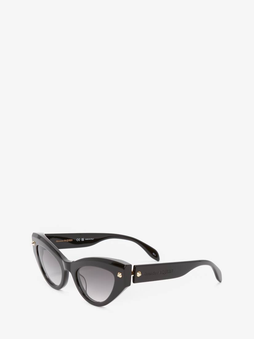 Women's Spike Studs Cat-eye Sunglasses in Black - 3